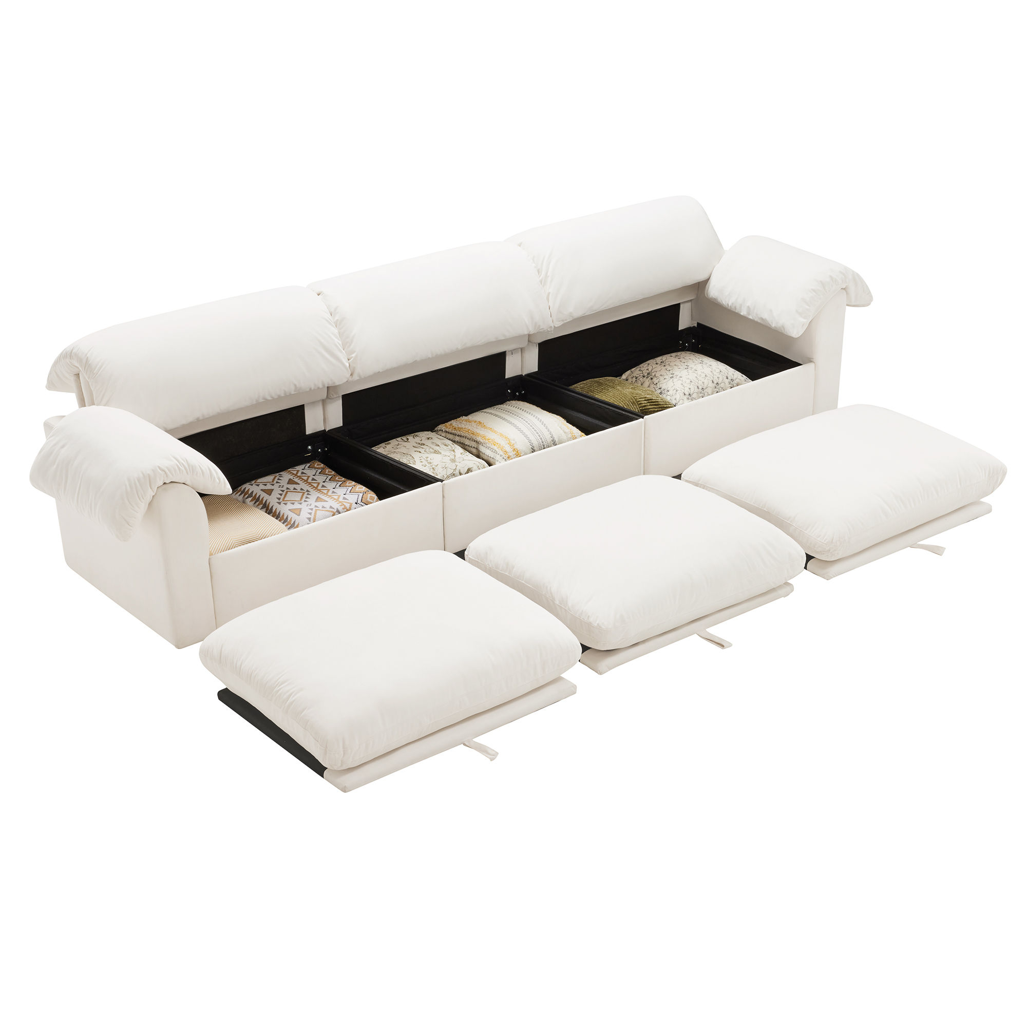 Modular Sofas Rice white Velvet Modular Sofas