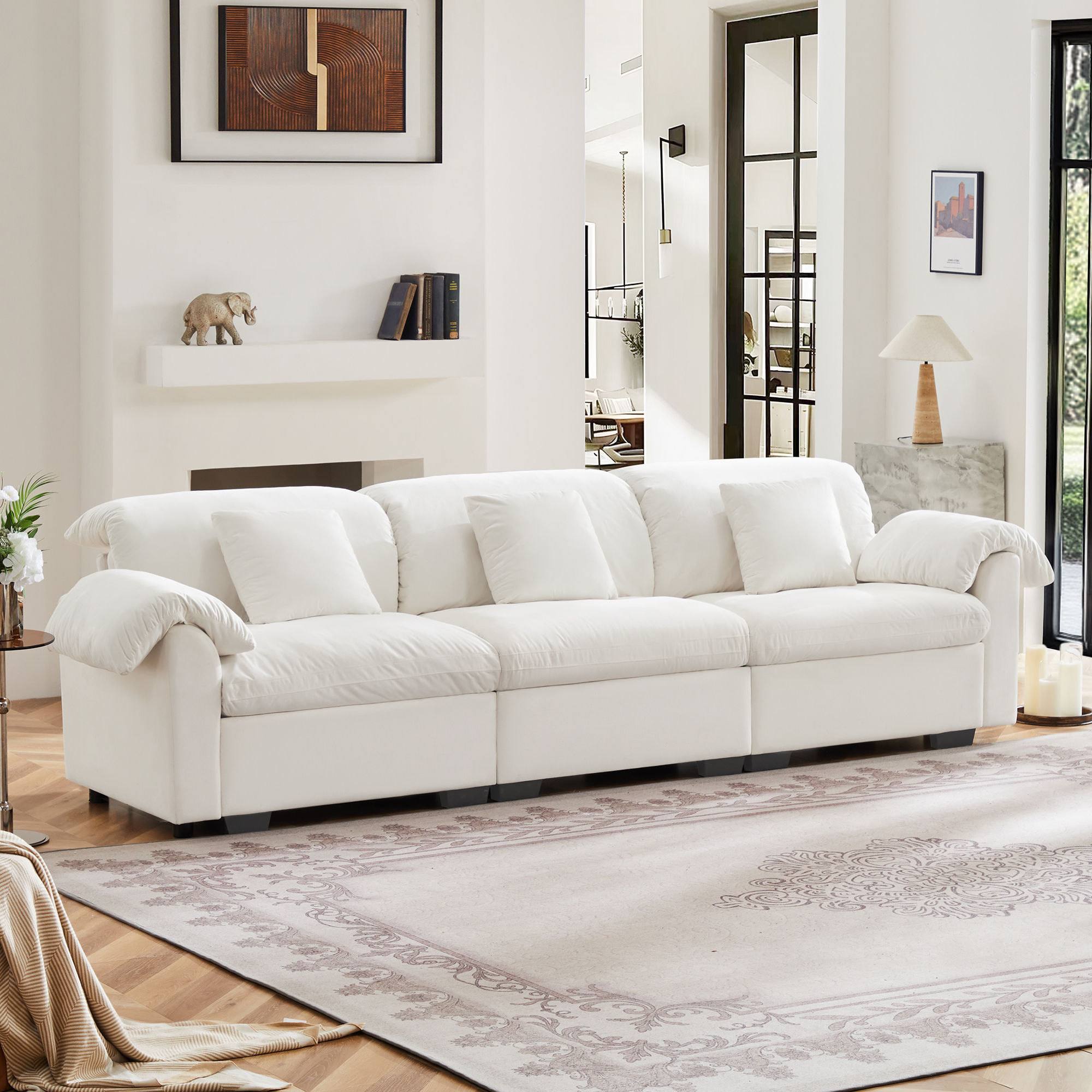 Modular Sofas Rice white Velvet Modular Sofas