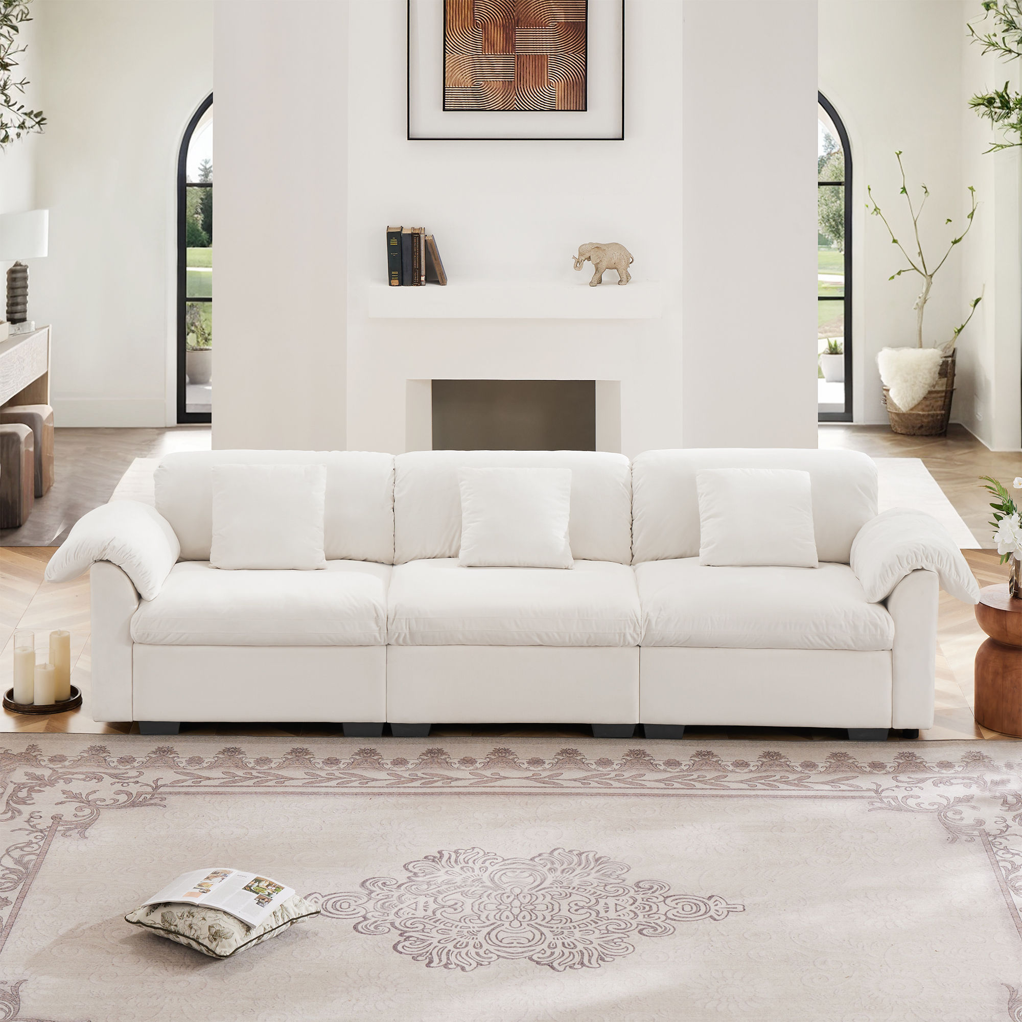 Sectionals Rice white Velvet Modular Sofas