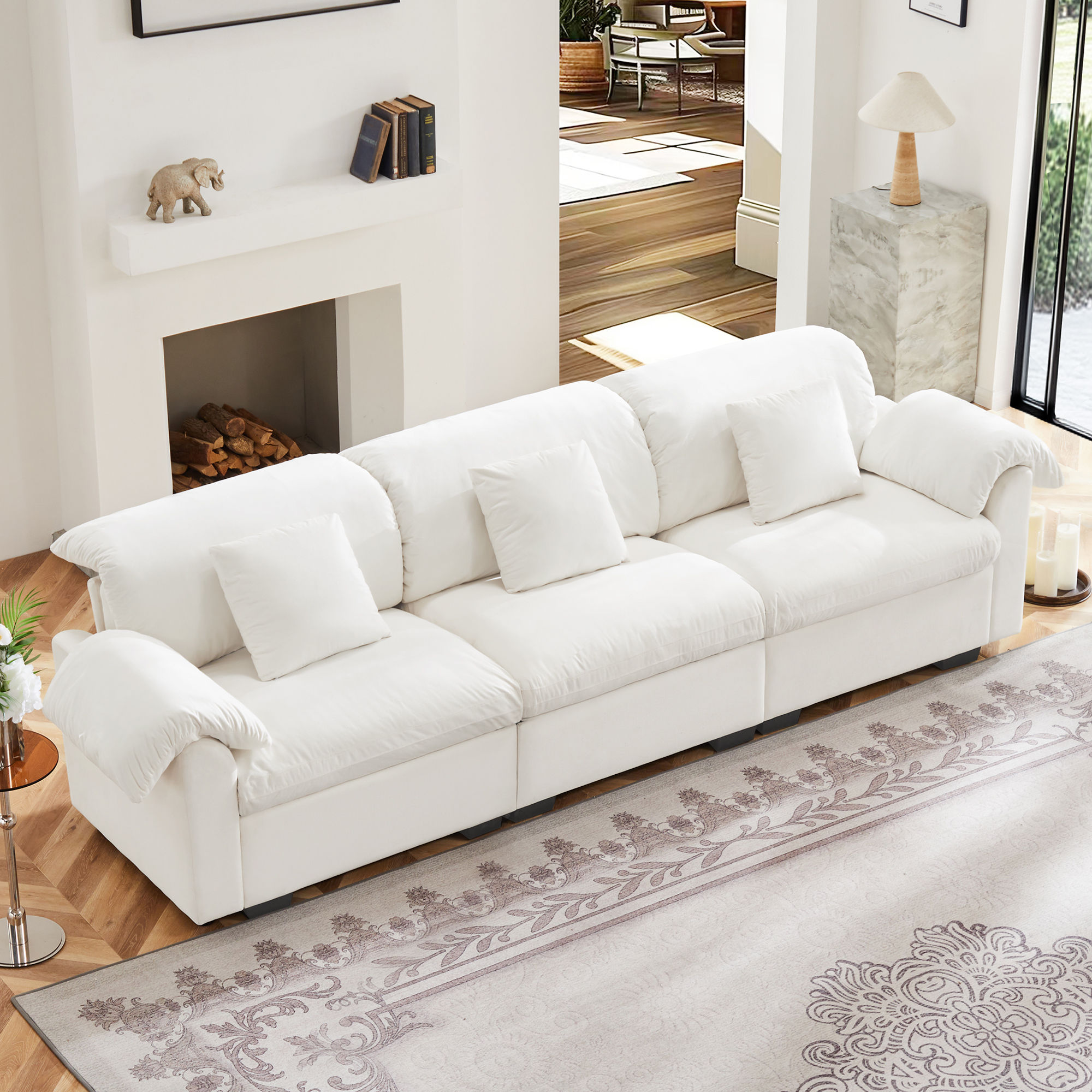 Sofas & Loveseats Rice white Velvet Modular Sofas
