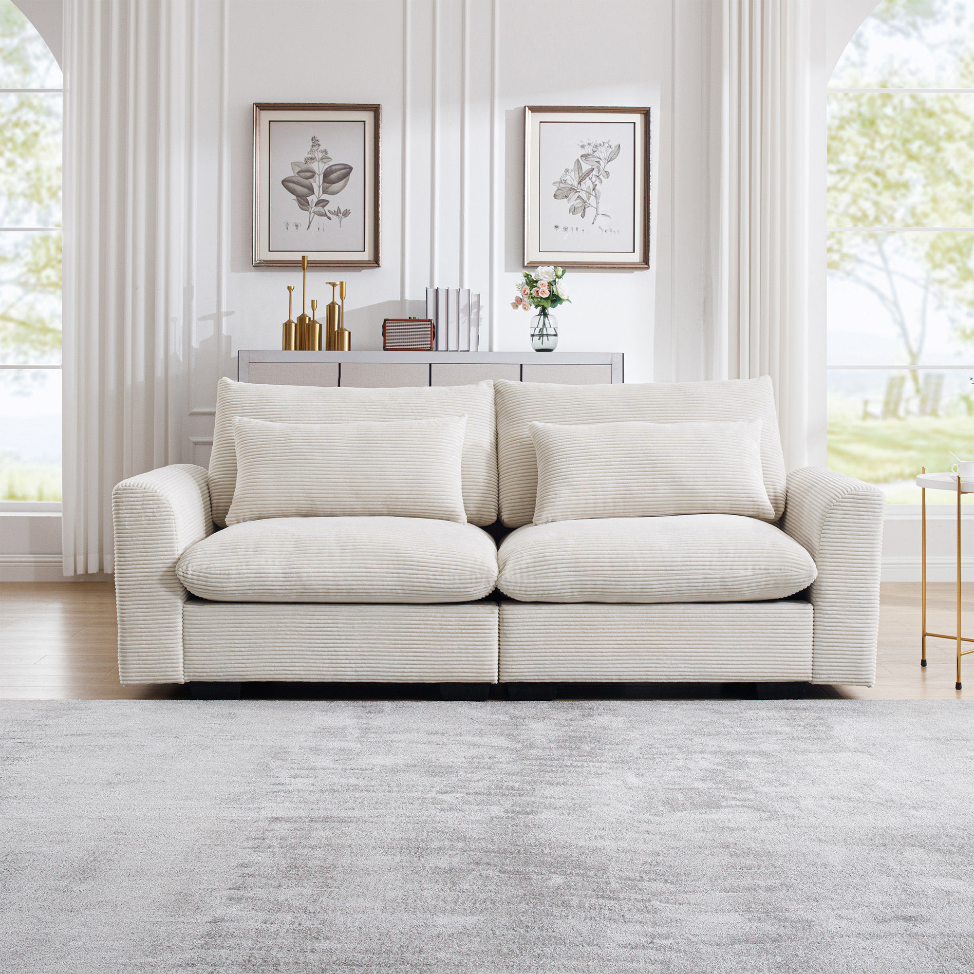 Modern Rice white Corduroy Modular Sofas