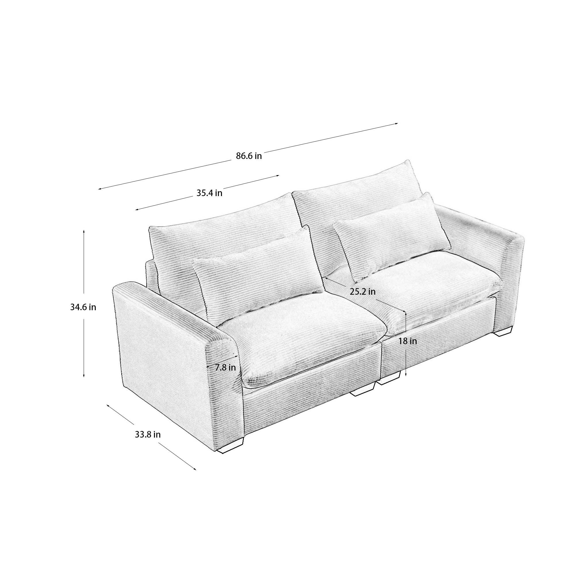 Modern Rice white Corduroy Modular Sofas