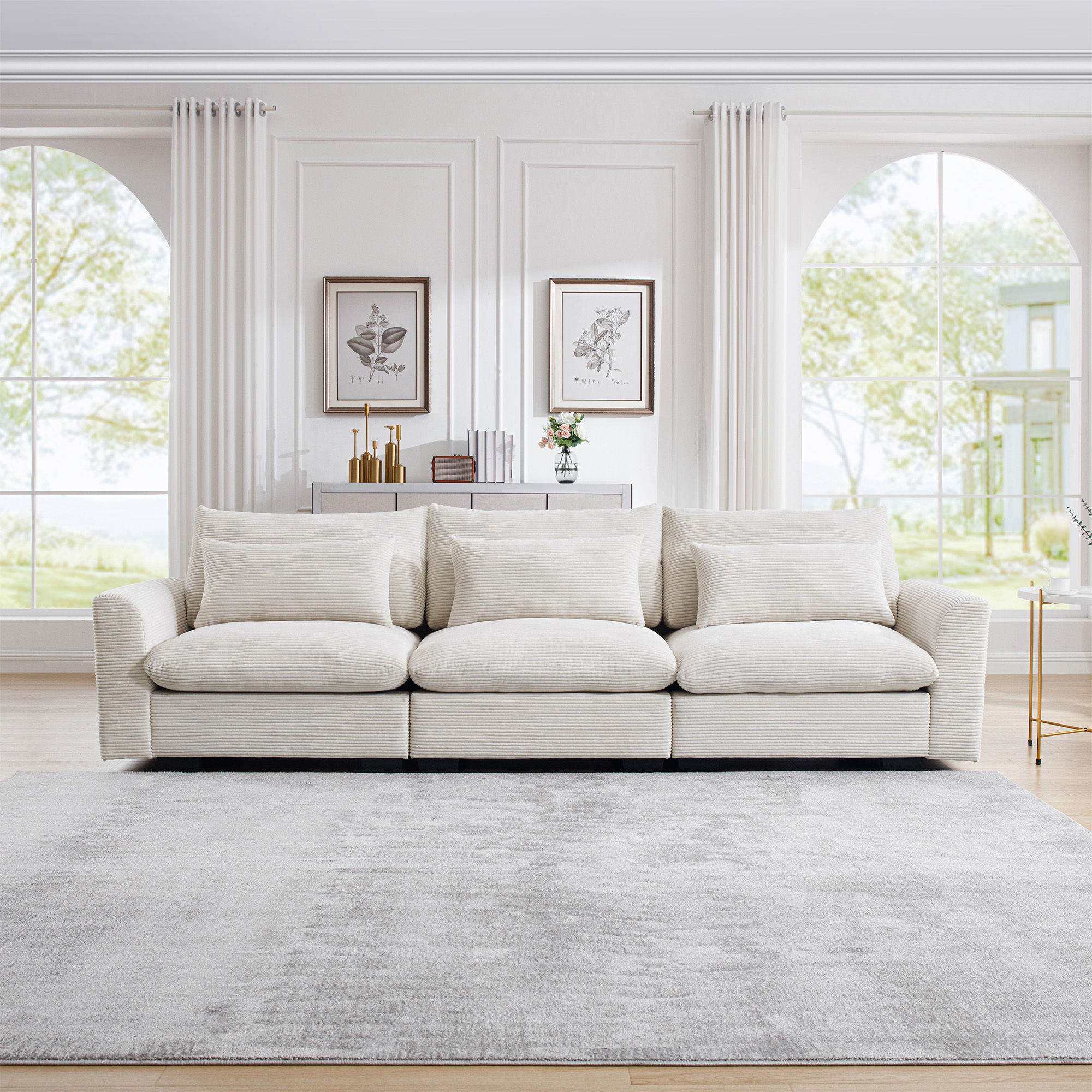 Sofas & Loveseats Rice white Corduroy Modular Sofas