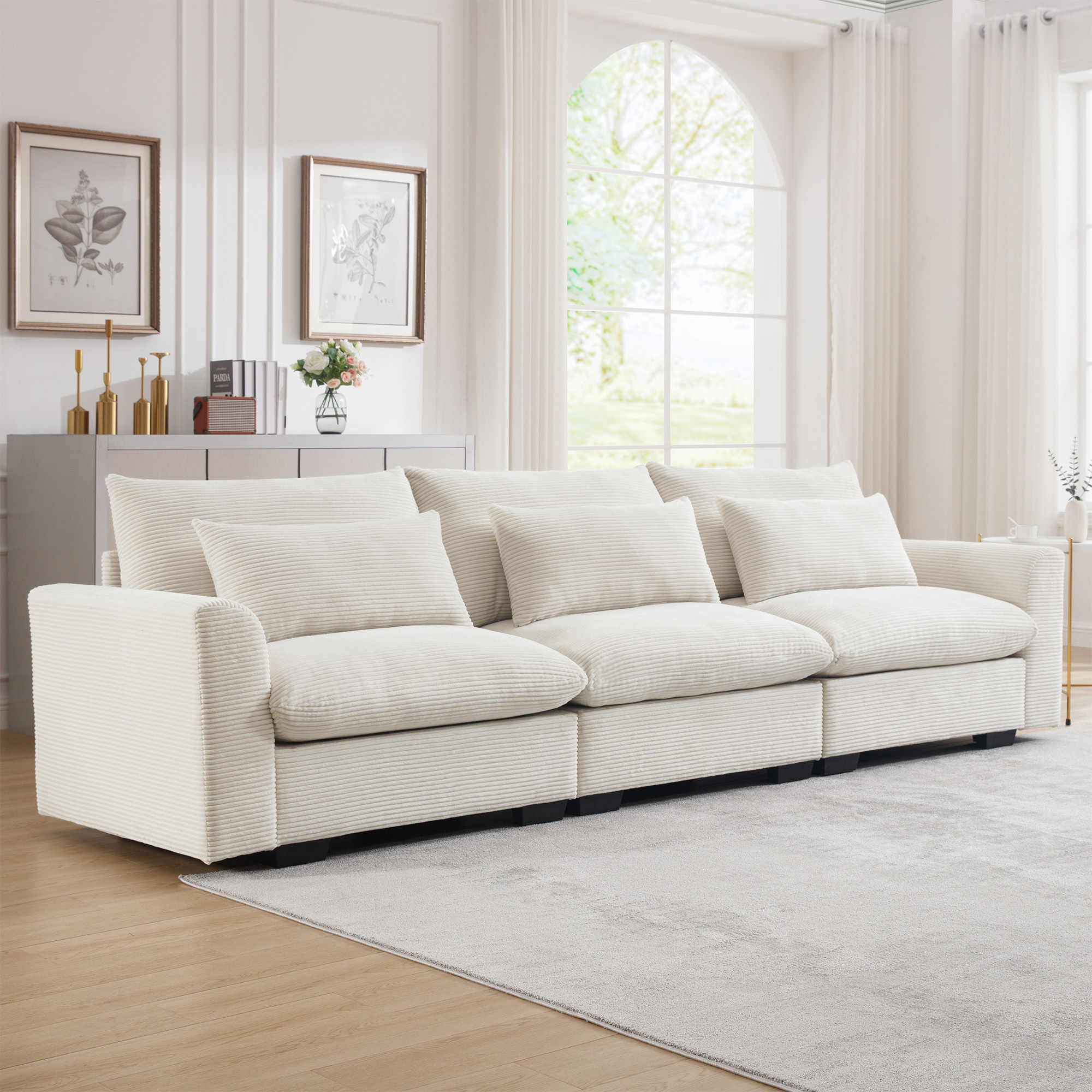 Sectionals Rice white Corduroy Modular Sofas