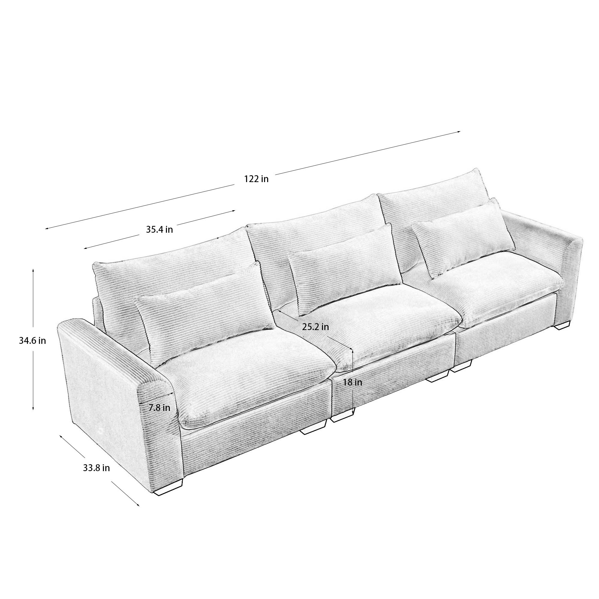 Sofas & Loveseats Rice white Corduroy Modular Sofas
