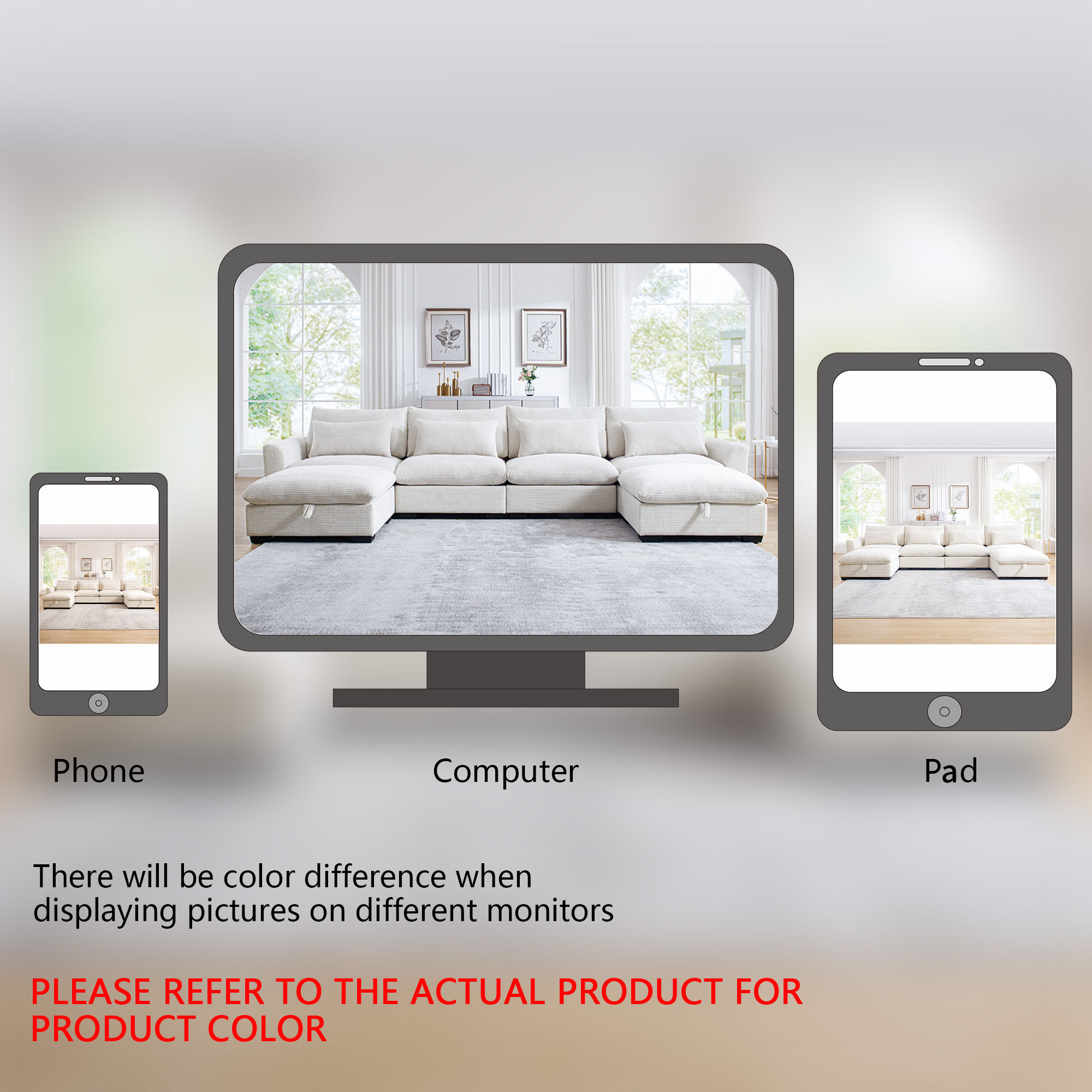 Partly Assemble Rice white Corduroy Modular Sofas