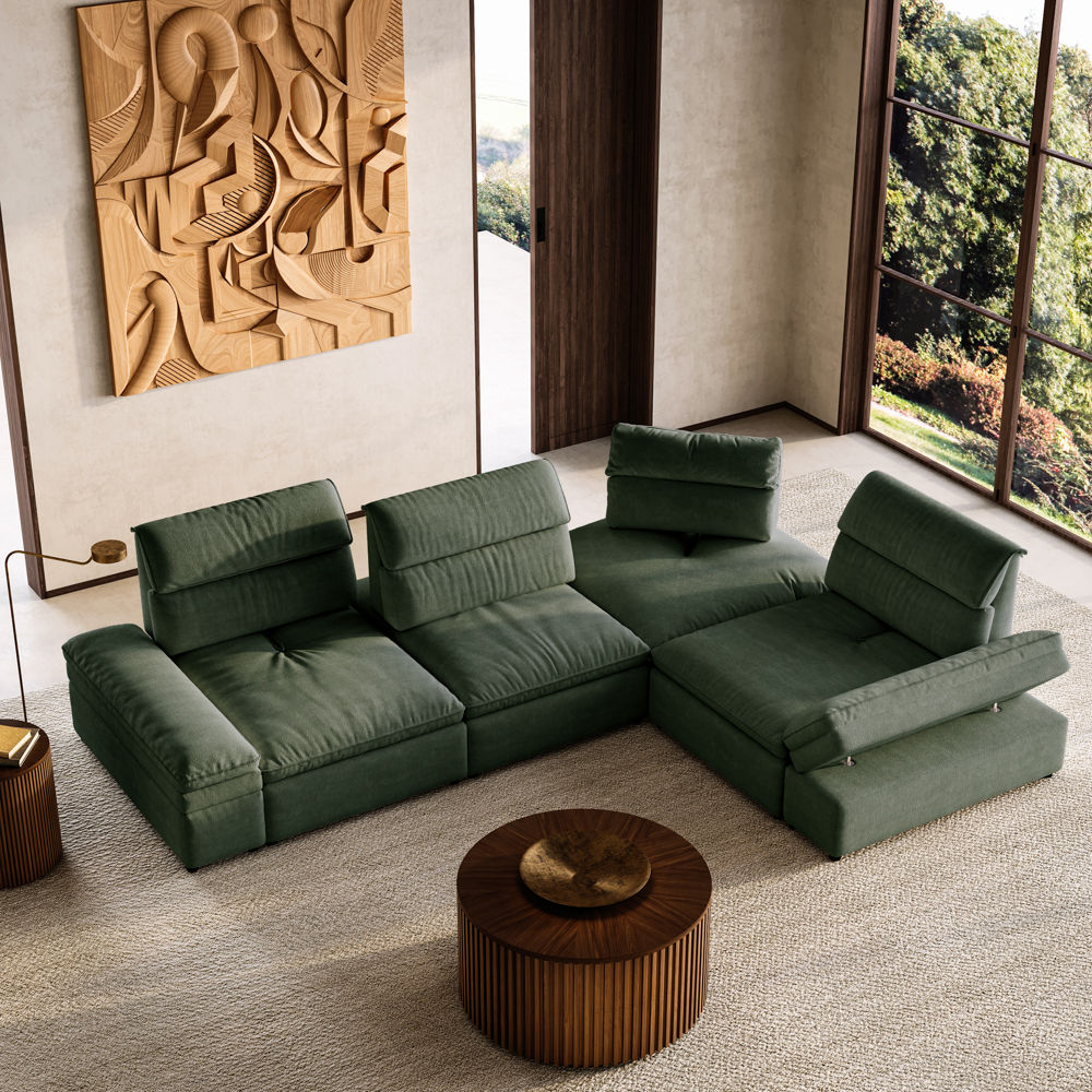 Green Fabric Modular Sofas
