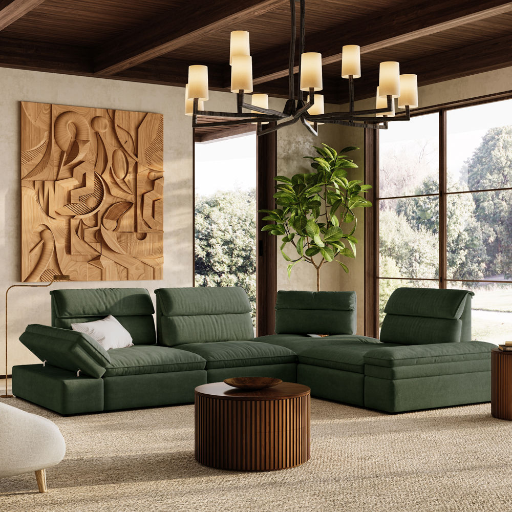 Green Fabric Modular Sofas