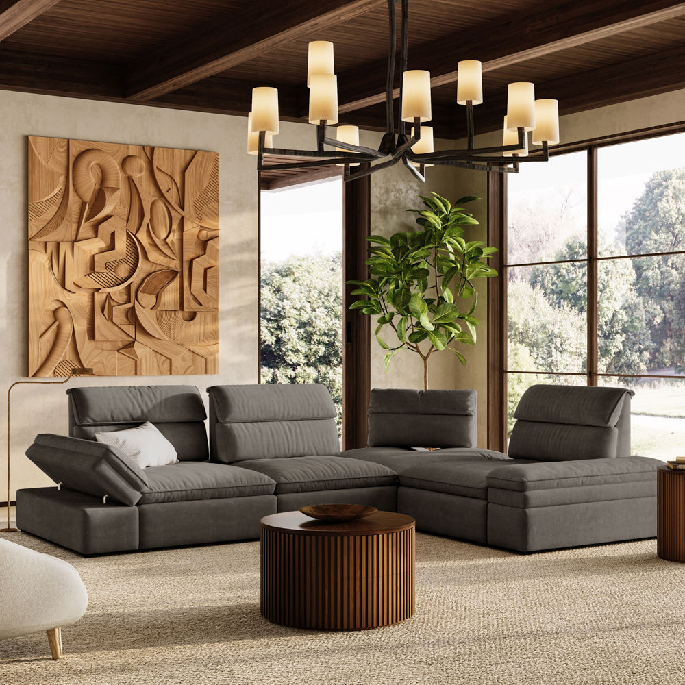 Gray Fabric Modular Sofas
