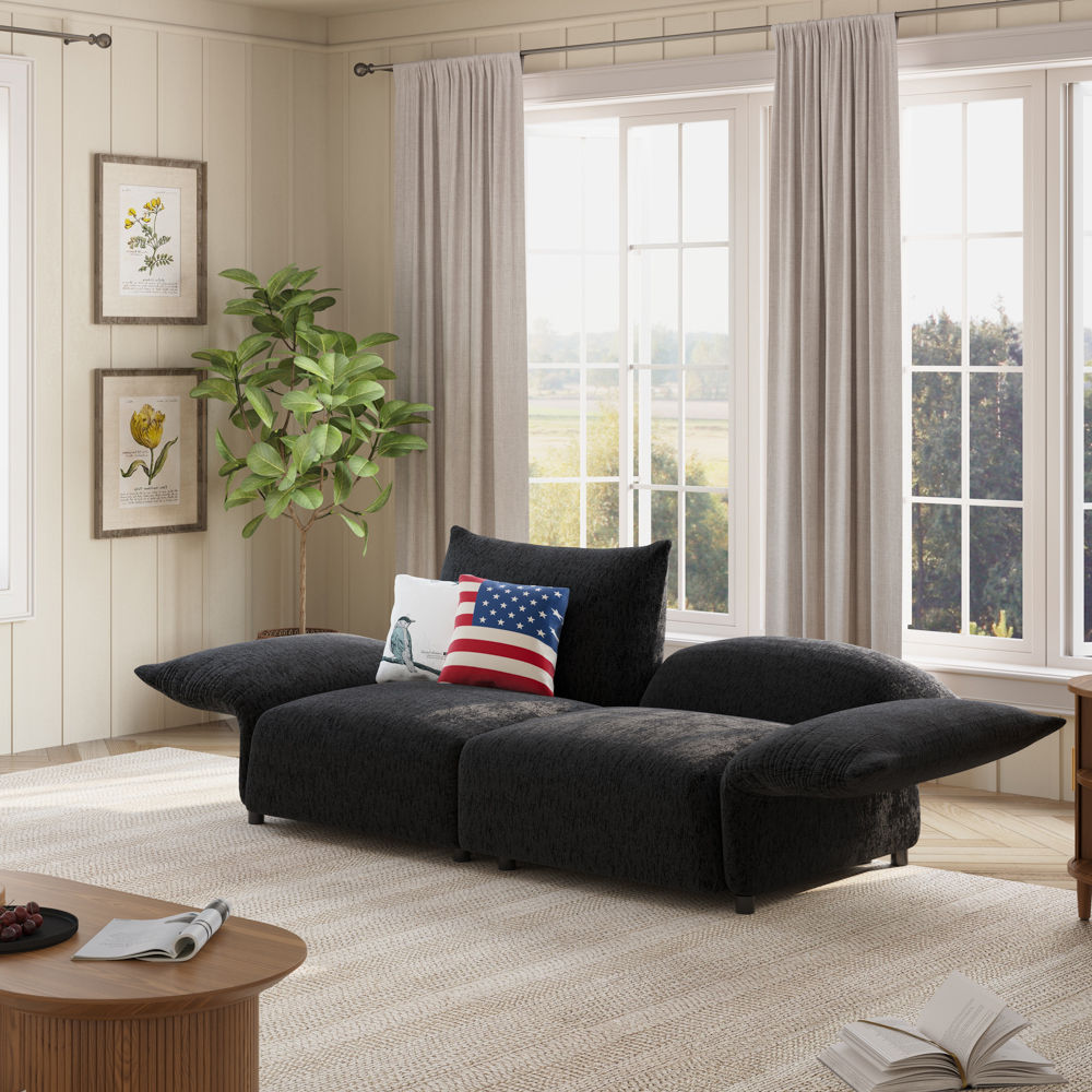 Sofas & Loveseats Black Chenille Modular Sofas