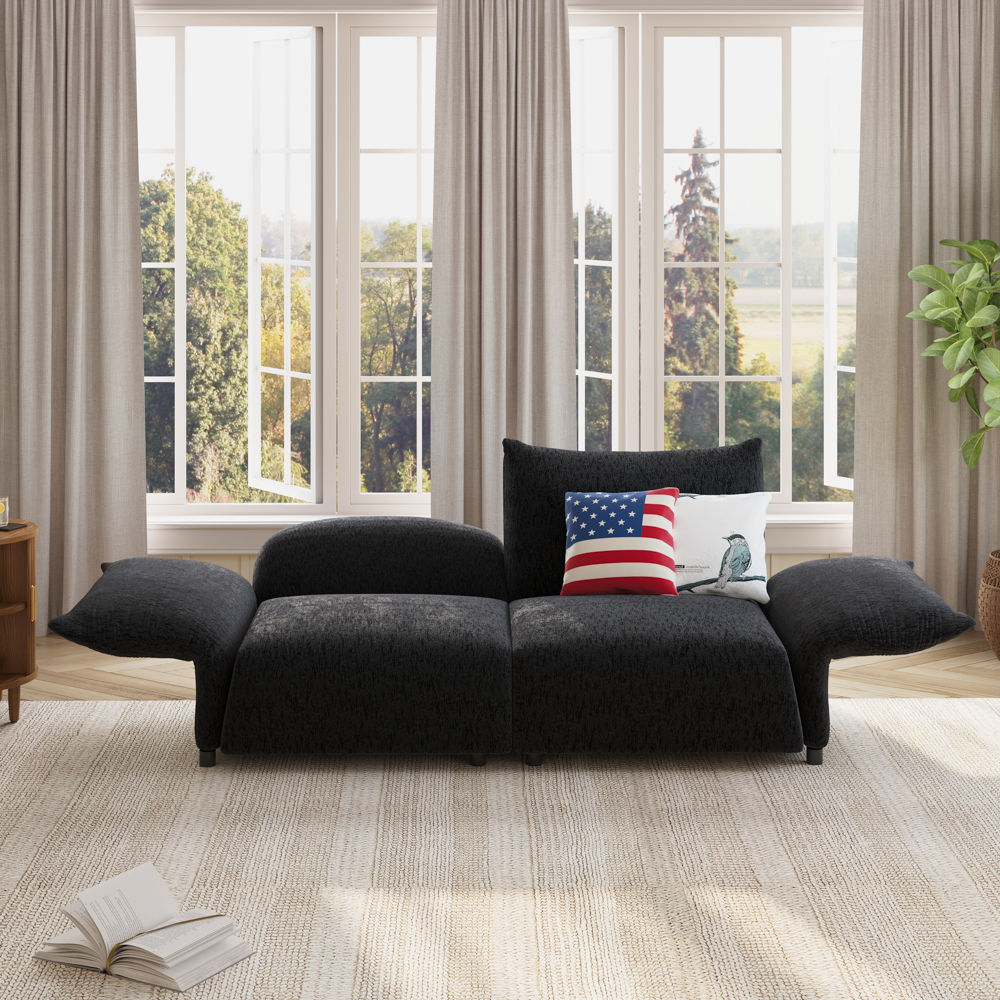 Modern Black Chenille Modular Sofas
