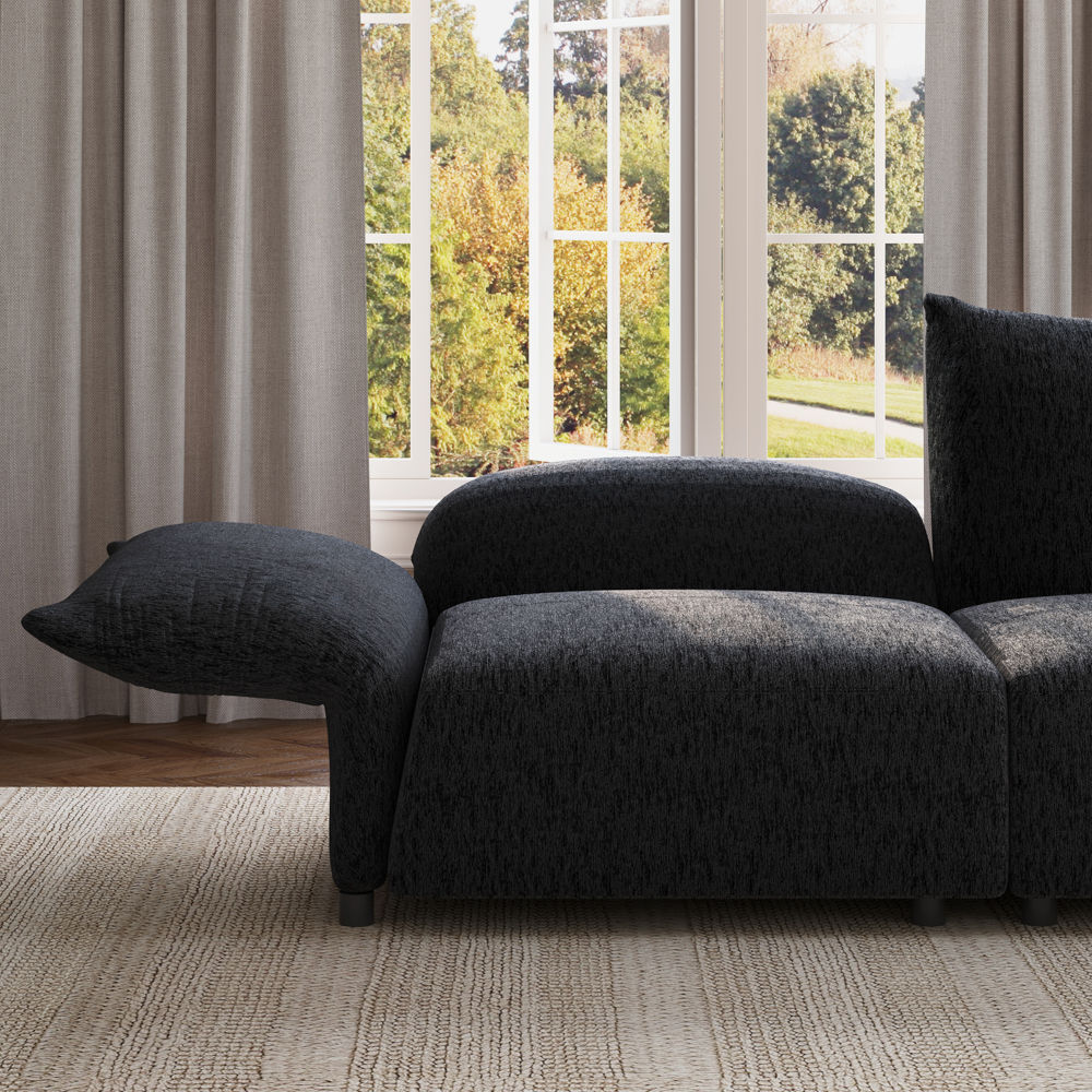 Sofas & Loveseats Black Chenille Modular Sofas
