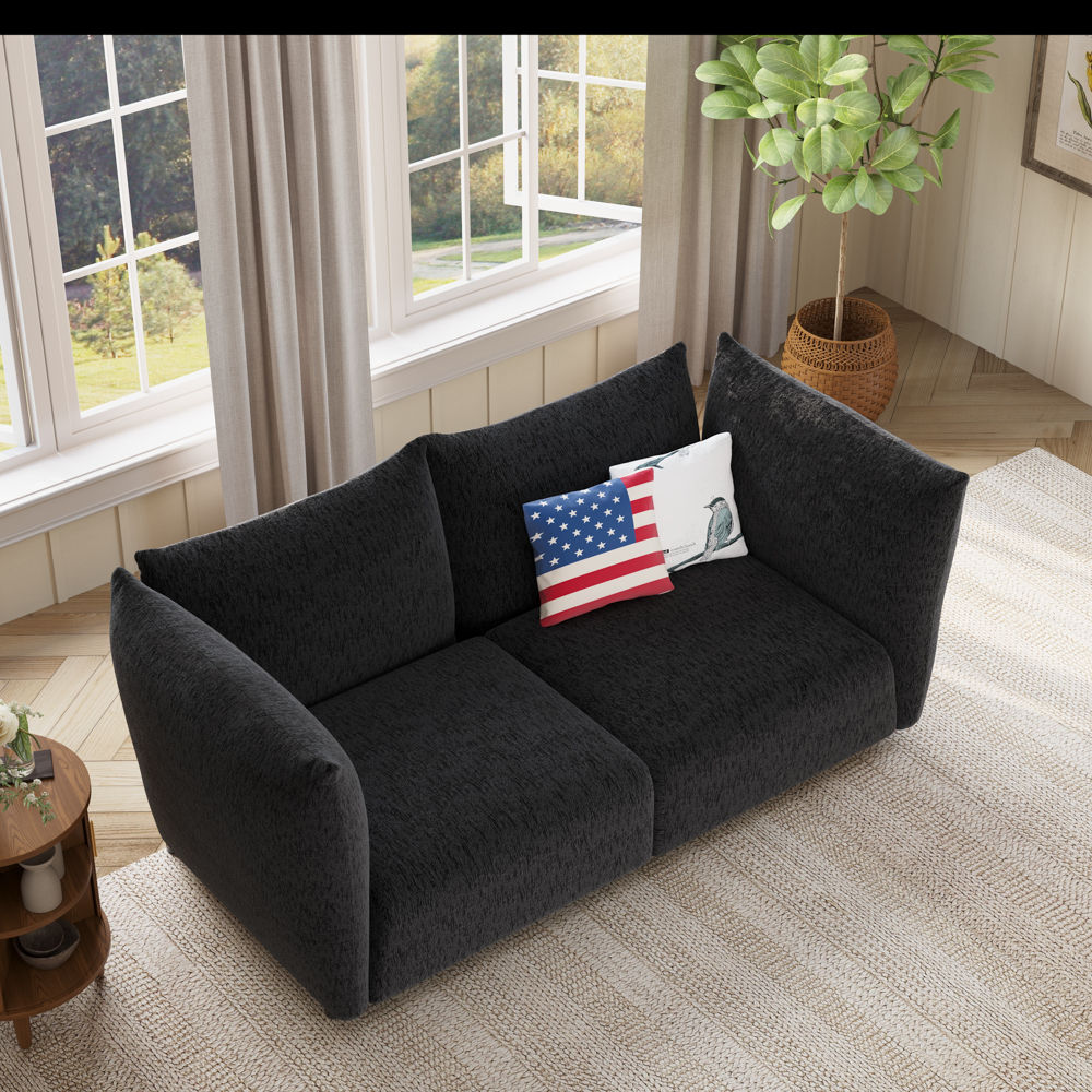 Sofas & Loveseats Black Chenille Modular Sofas