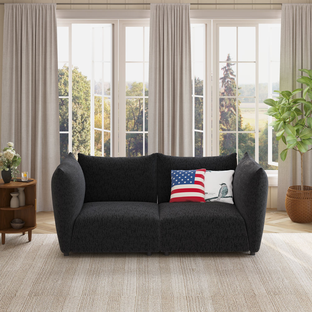 Sofas & Loveseats Black Chenille Modular Sofas
