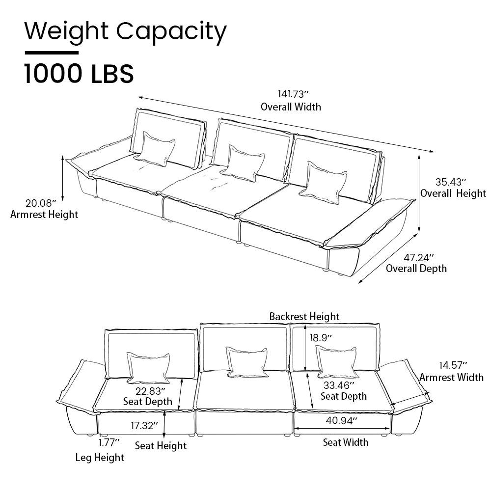 Partly Assemble Beige Suede Fabric Modular Sofas