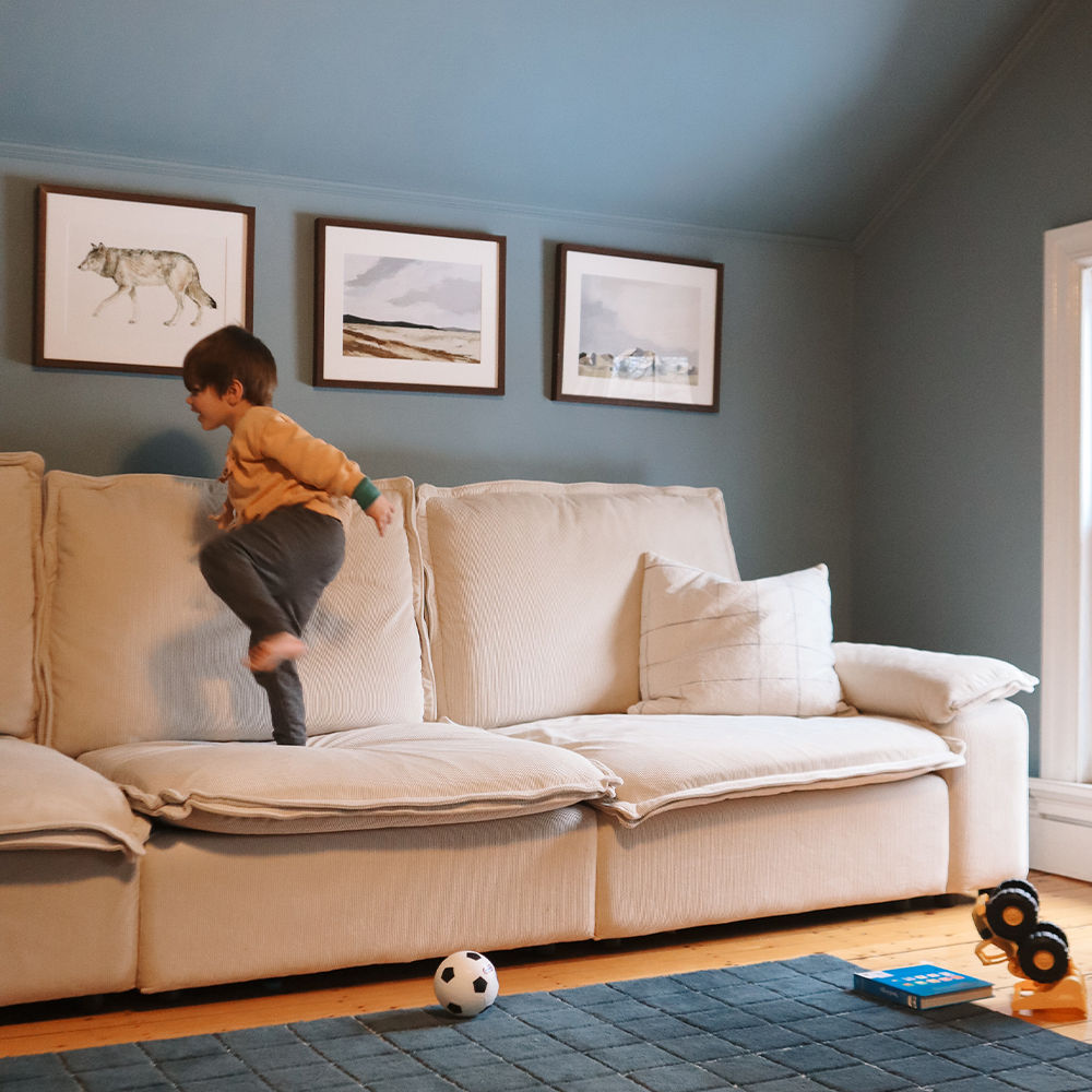 Partly Assemble Beige Corduroy Modular Sofas