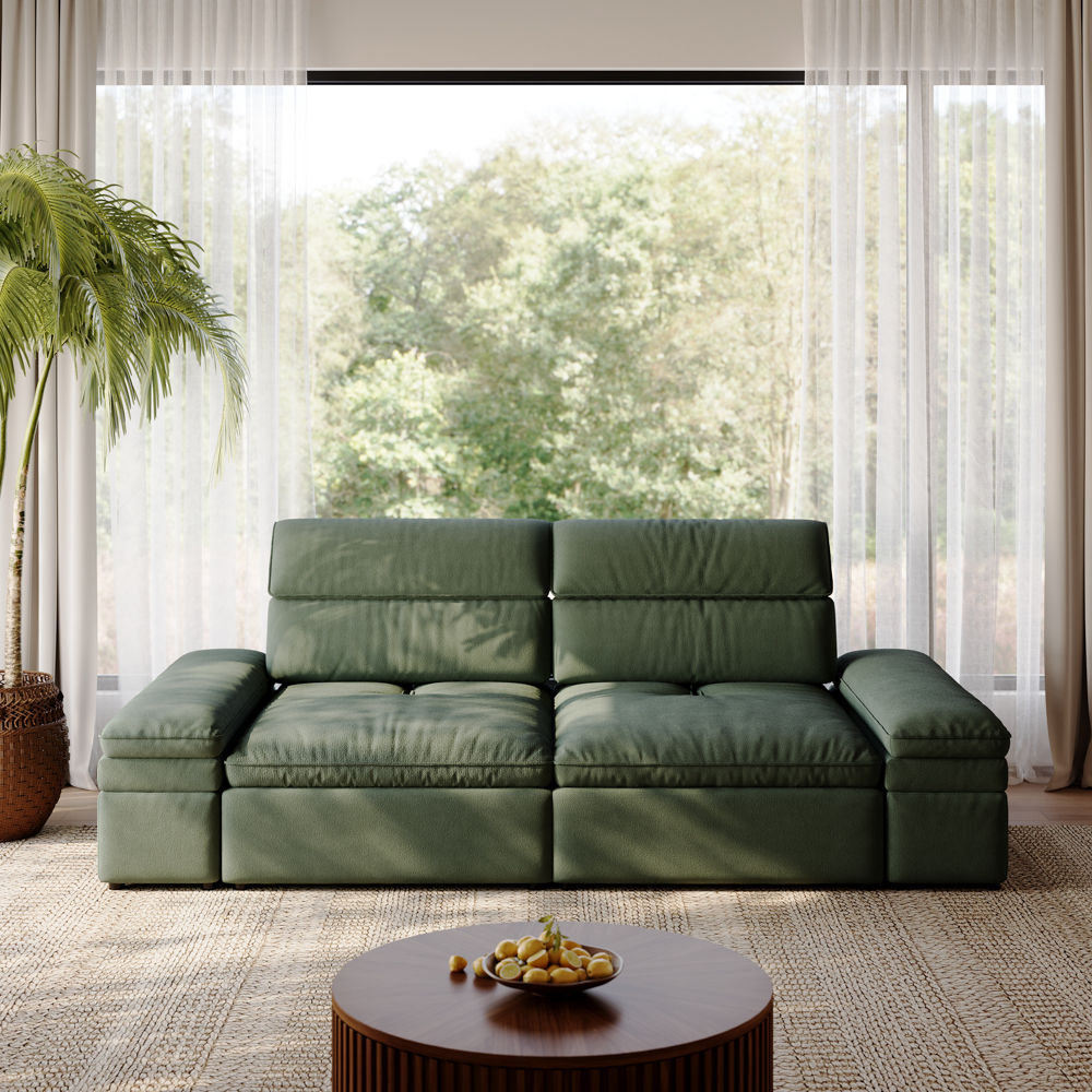 Pet Friendly Dark Green Fabric Modular Sofas