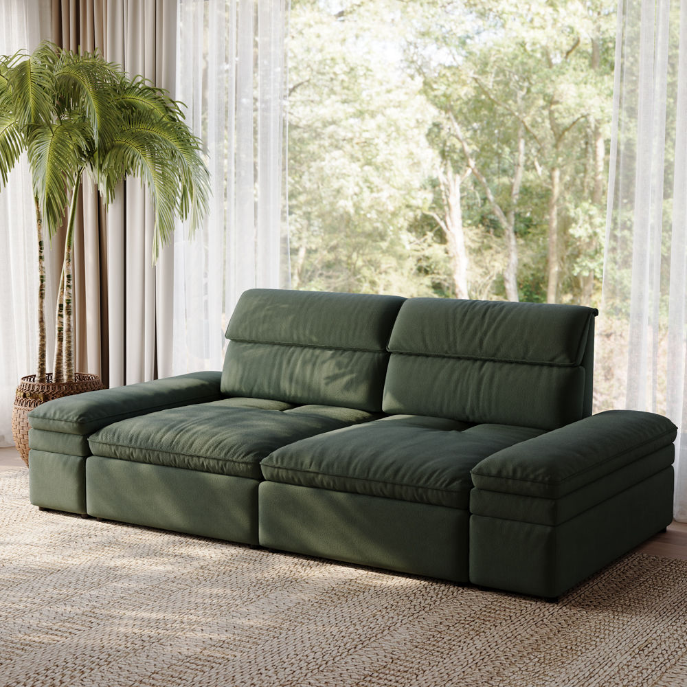 Sofas & Loveseats Dark Green Fabric Modular Sofas
