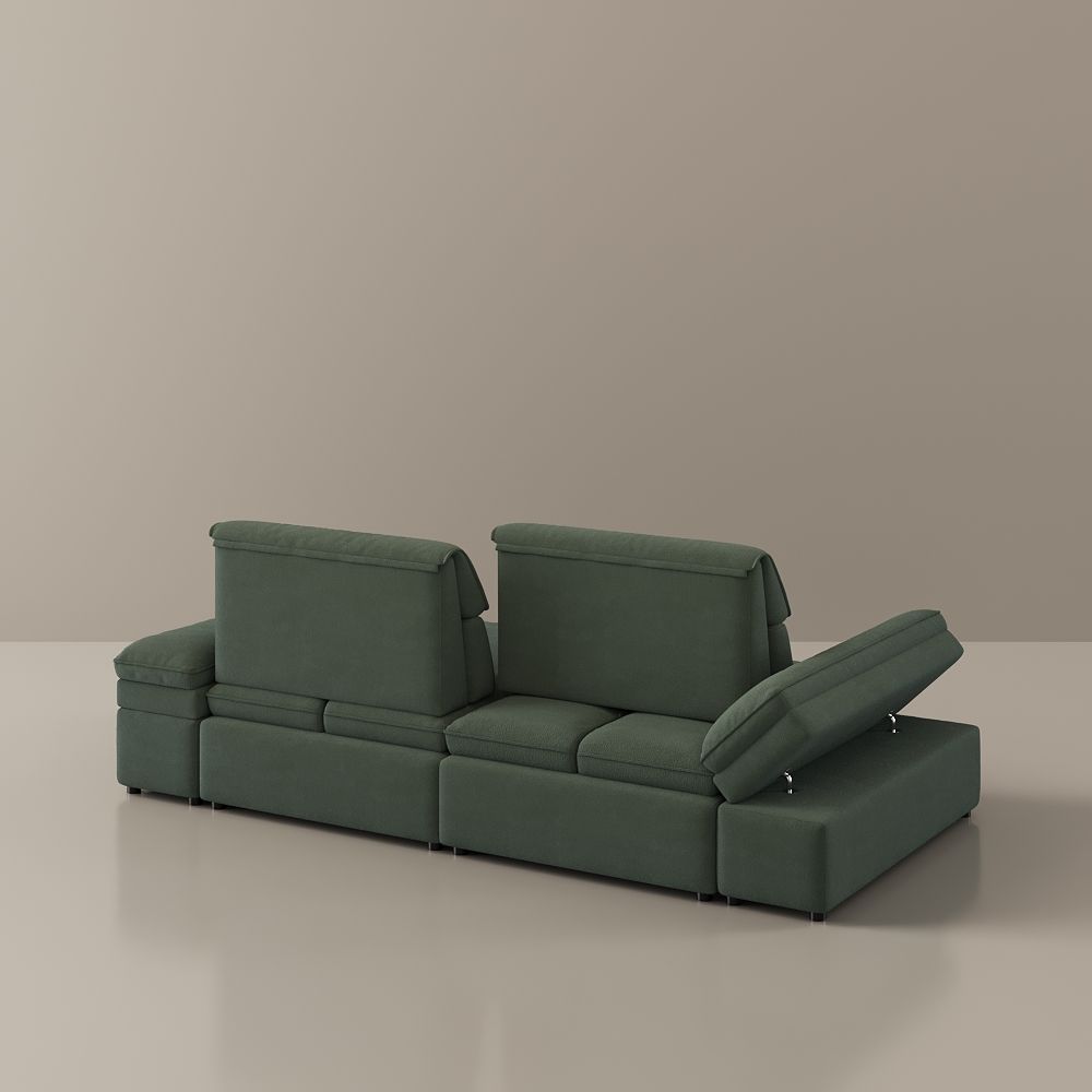 Pure Color Dark Green Fabric Modular Sofas
