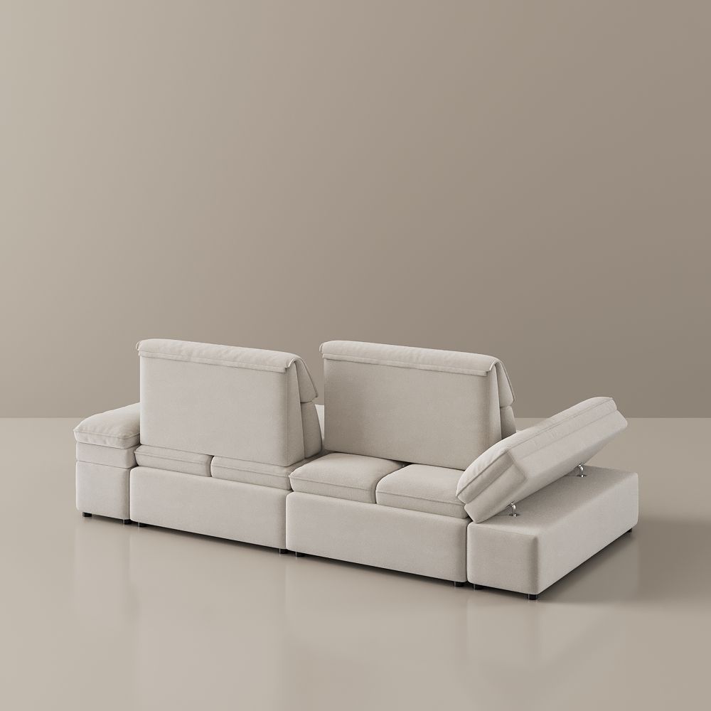 Pet Friendly Beige Fabric Modular Sofas