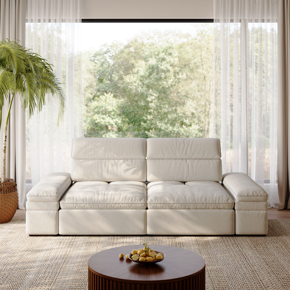 Color Matching Beige Fabric Modular Sofas