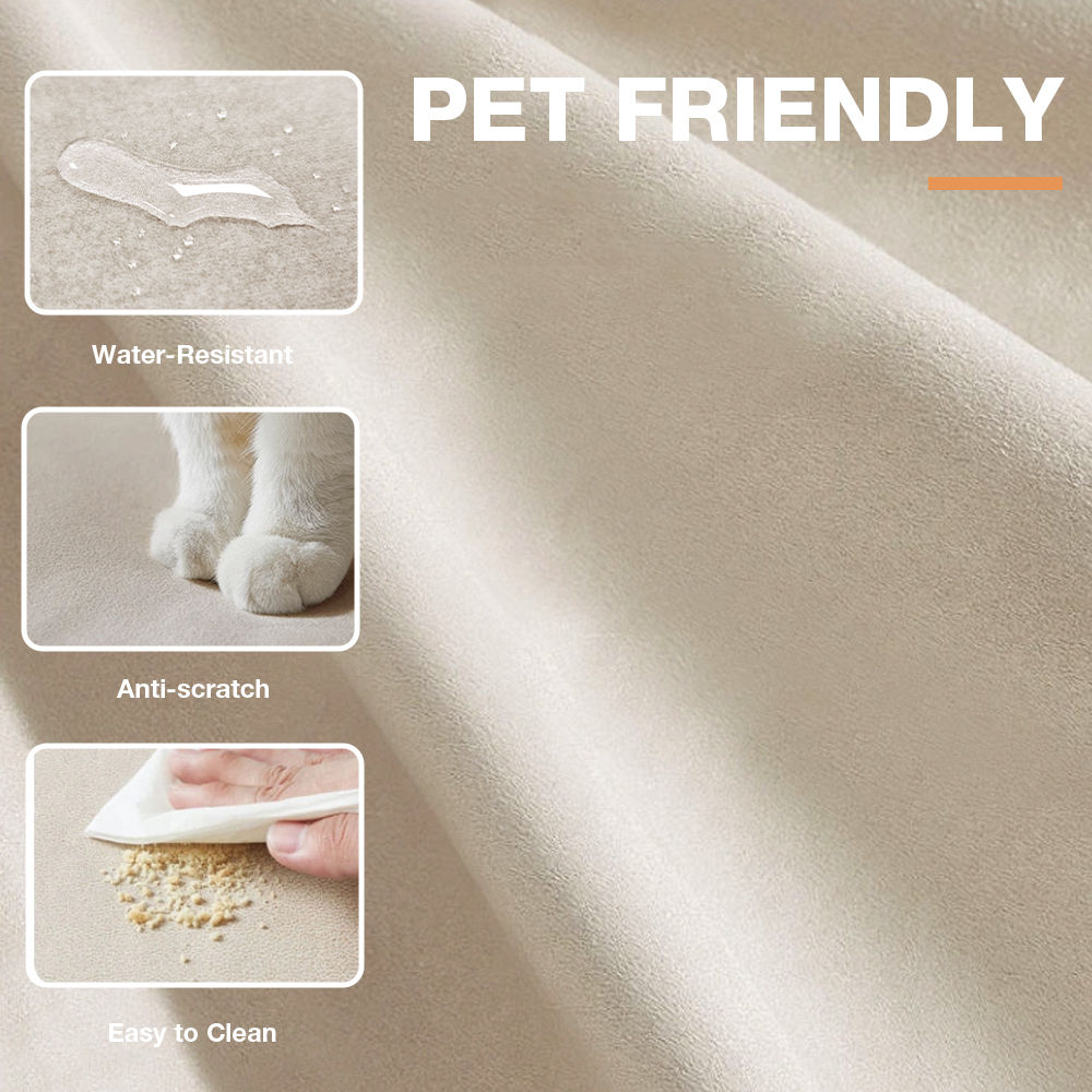 Pure Color Beige Fabric Modular Sofas
