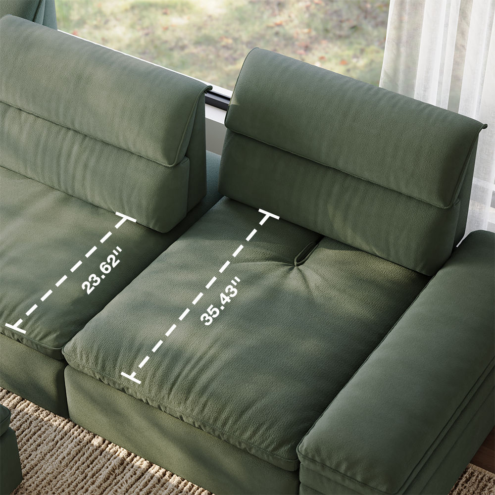 Color Matching Dark Green Fabric Modular Sofas