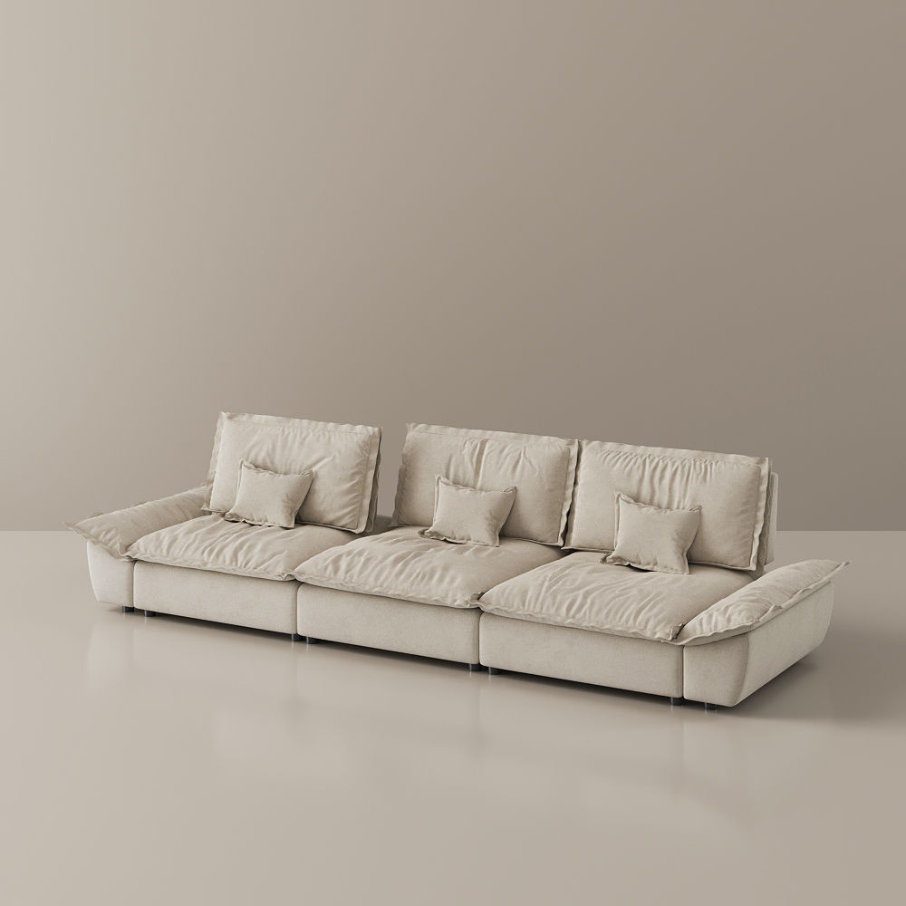 Color Matching Beige Suede Fabric Modular Sofas