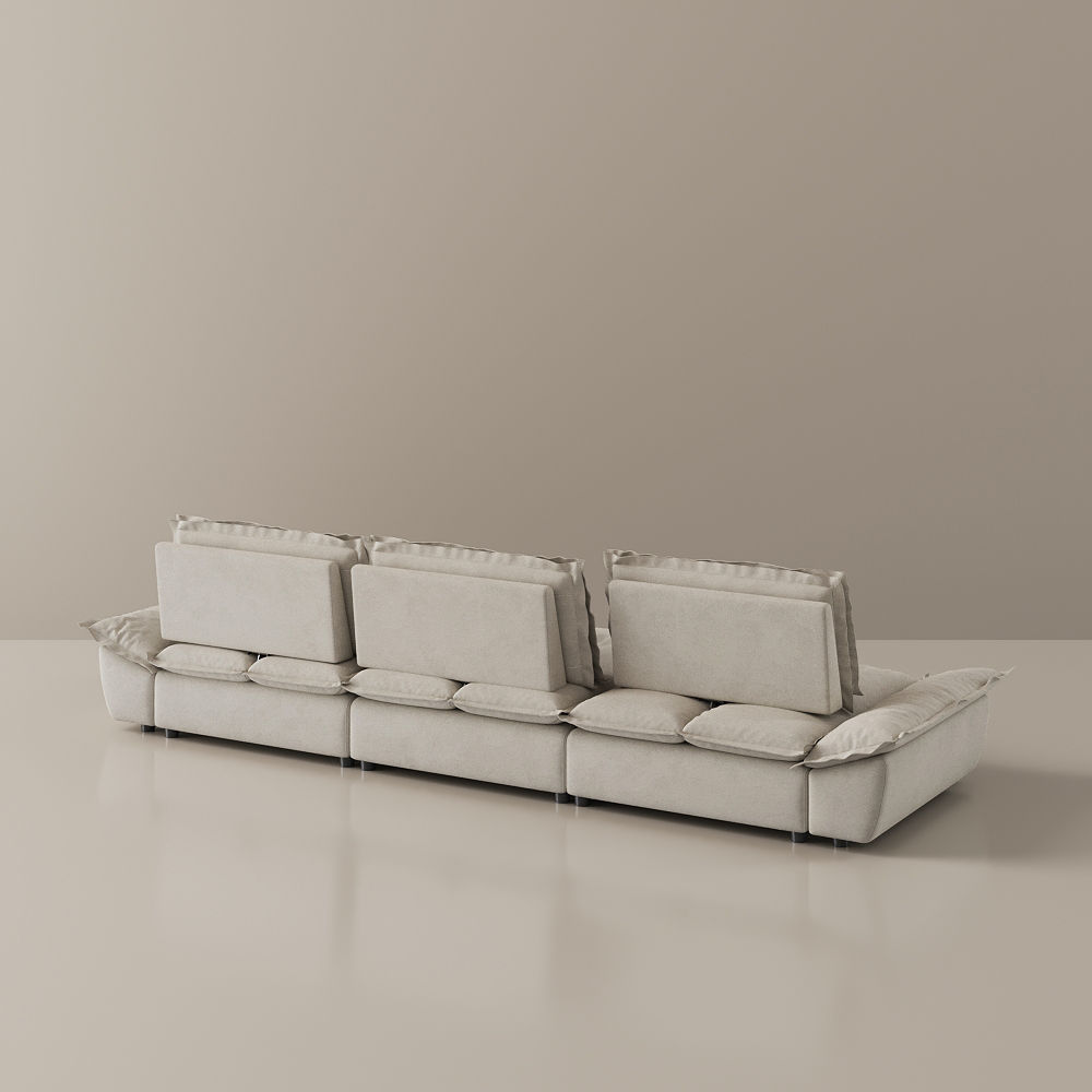 Fabric Beige Suede Fabric Modular Sofas