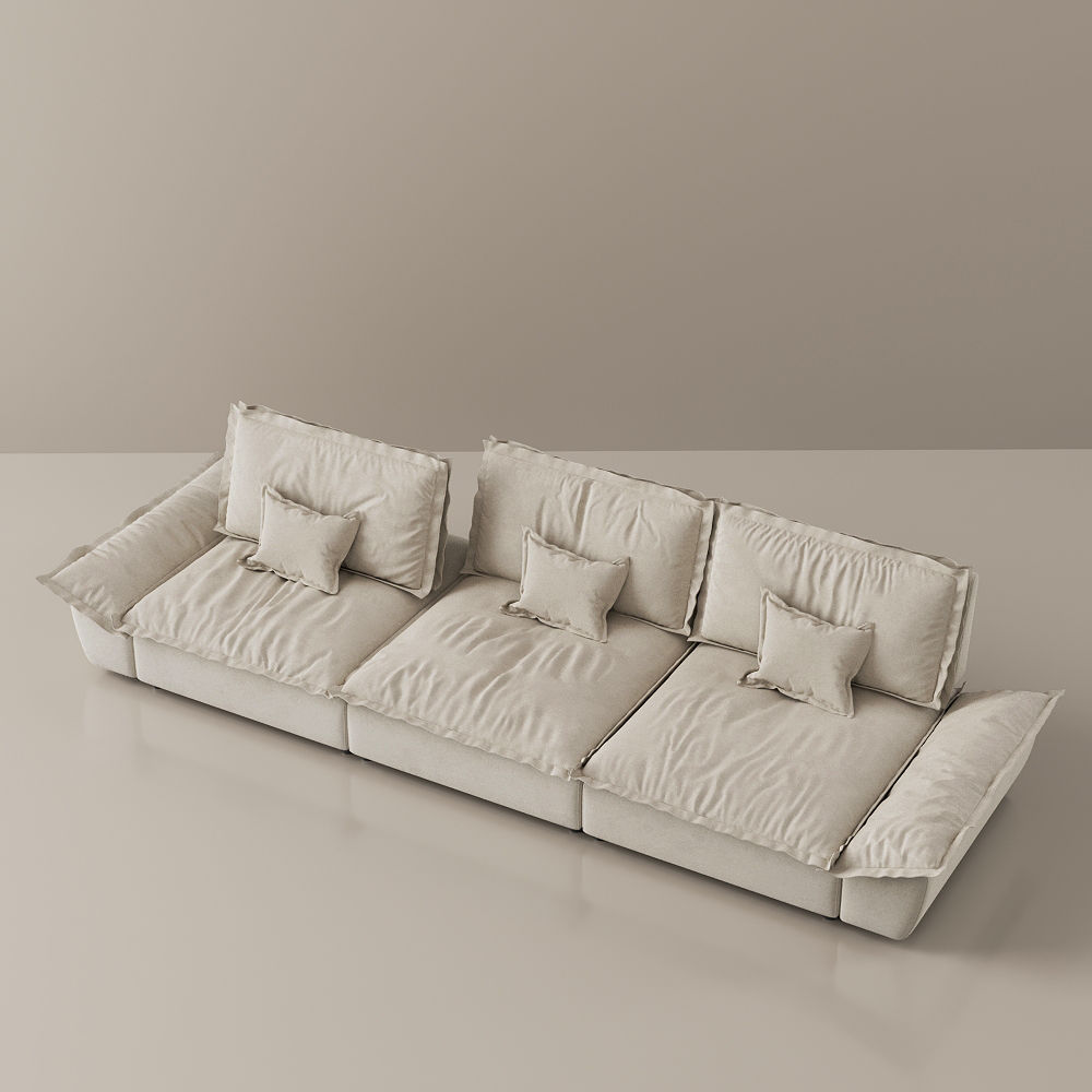 Partly Assemble Beige Suede Fabric Modular Sofas