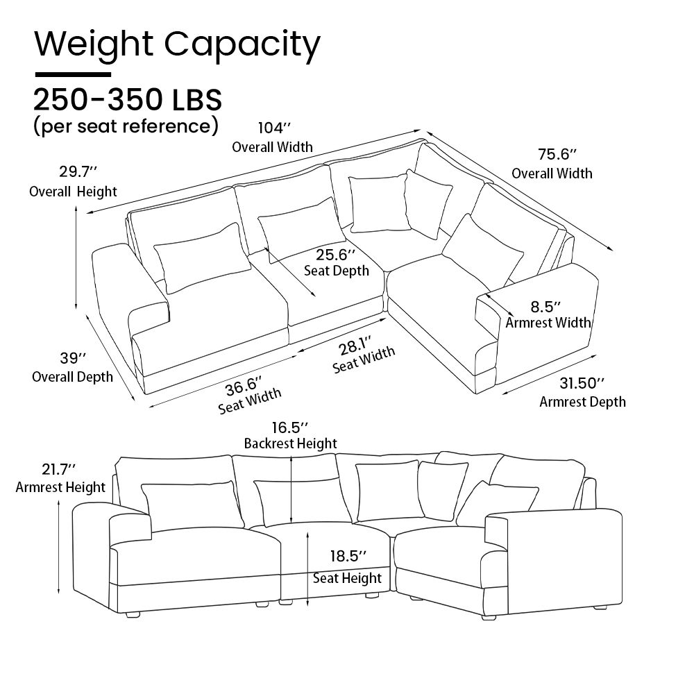 Fabric Beige Corduroy Modular Sofas
