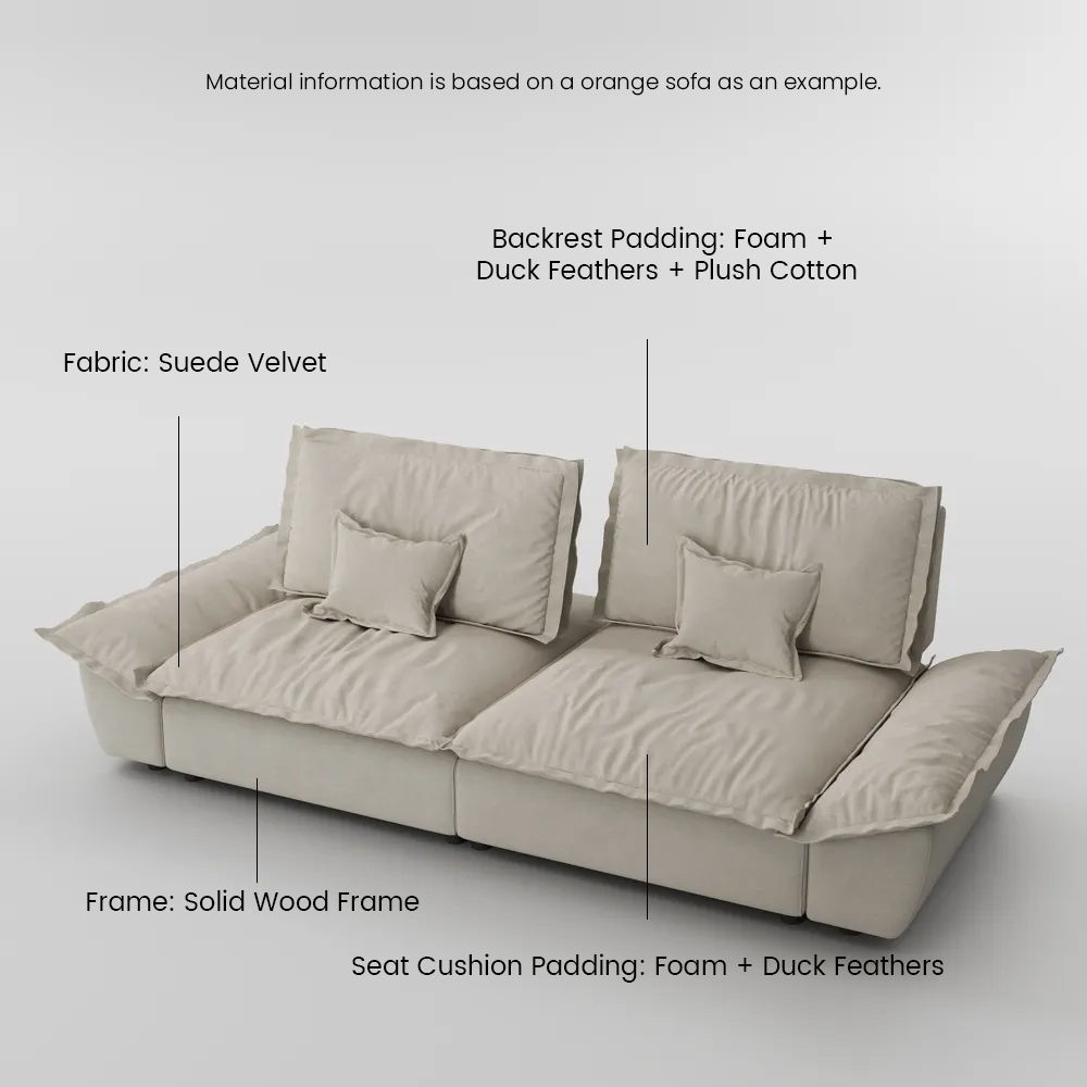 Pet Friendly Beige Suede Fabric Modular Sofas