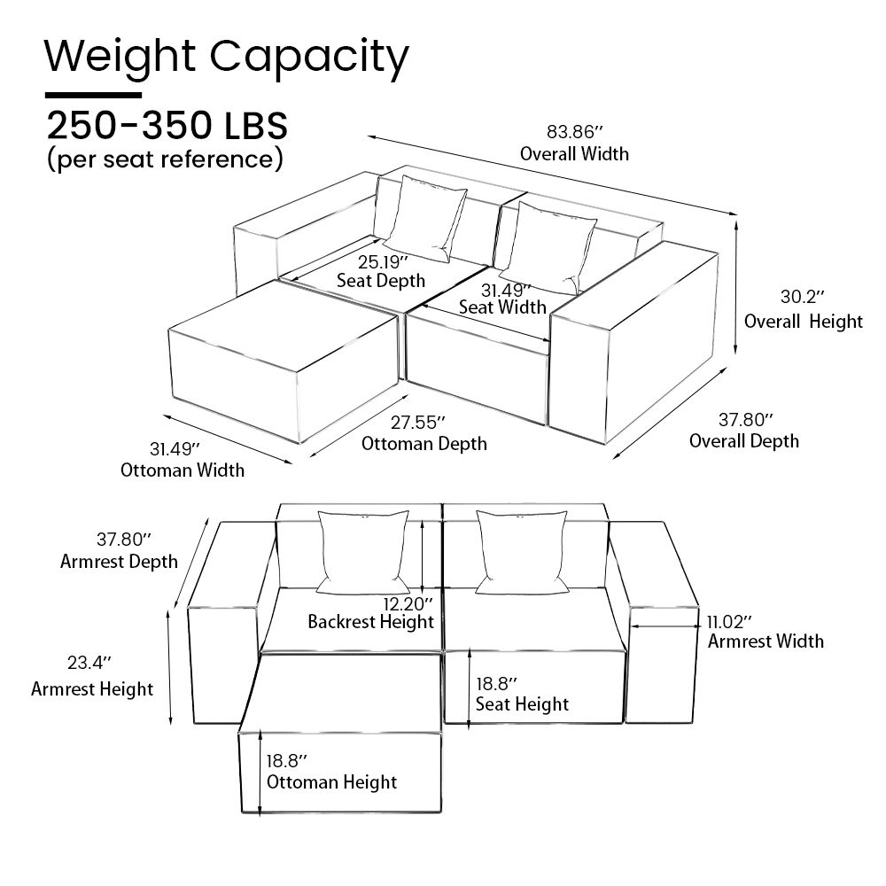 Removable Beige Fabric Modular Sofas