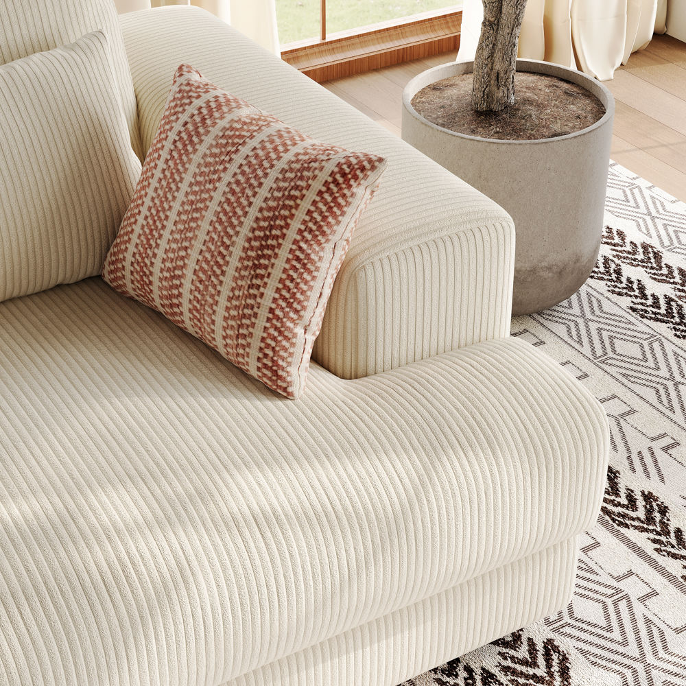 Relaxed Beige Corduroy Modular Sofas