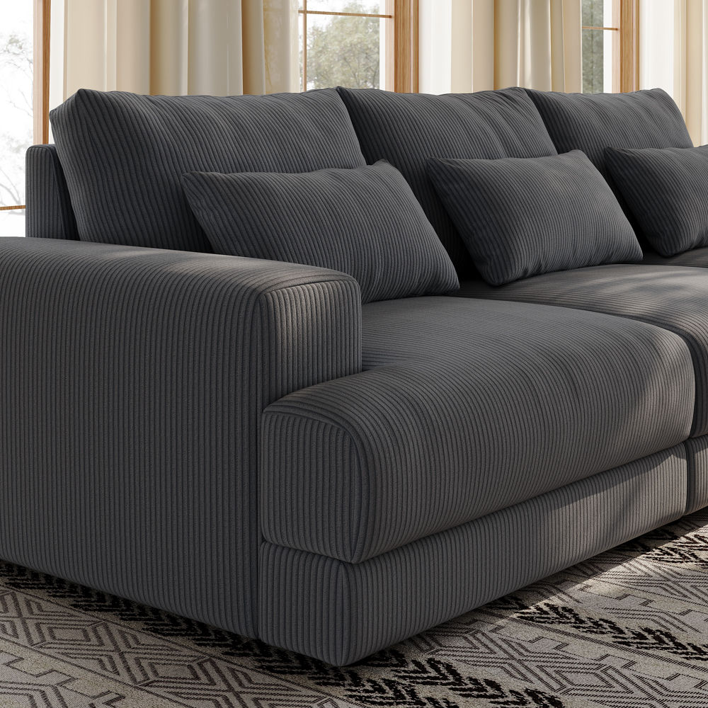 Pet Friendly Gray Corduroy Modular Sofas