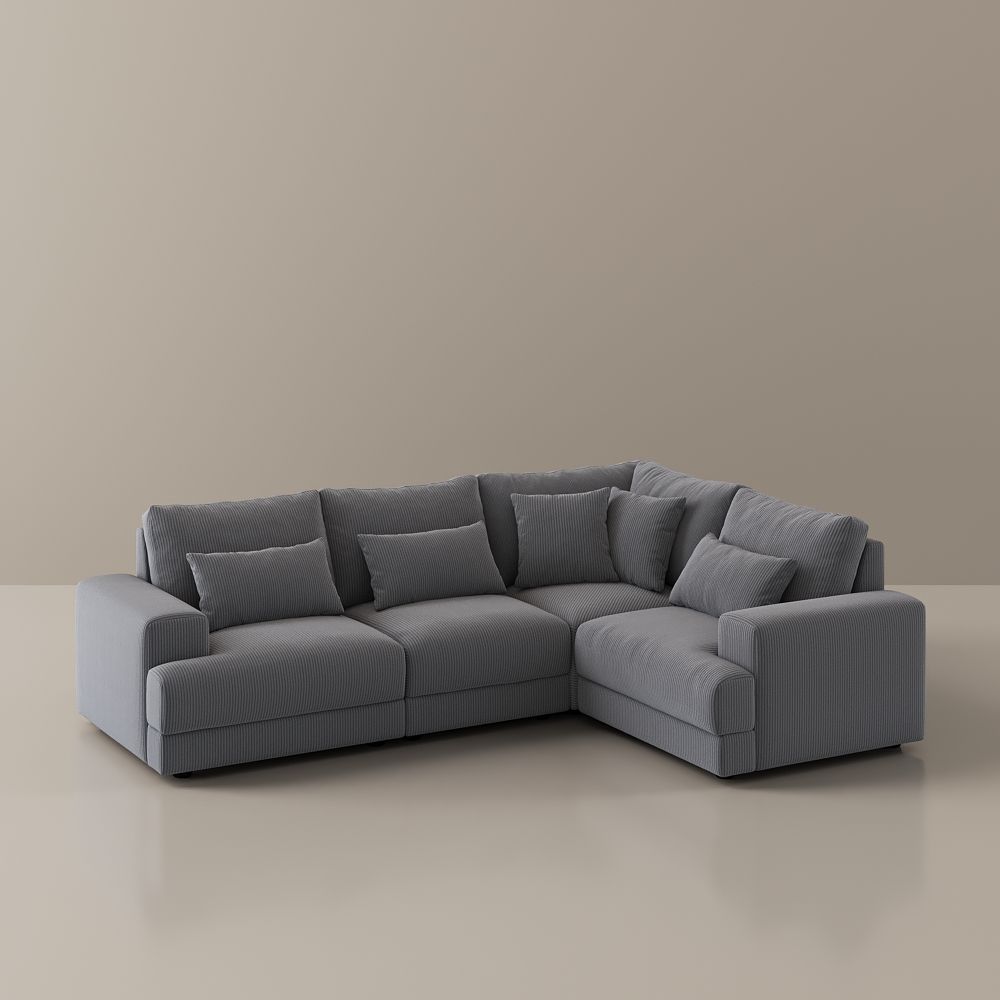 Fabric Gray Corduroy Modular Sofas