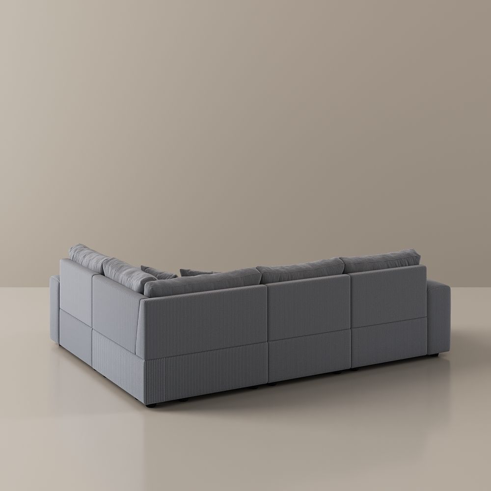 Pet Friendly Gray Corduroy Modular Sofas