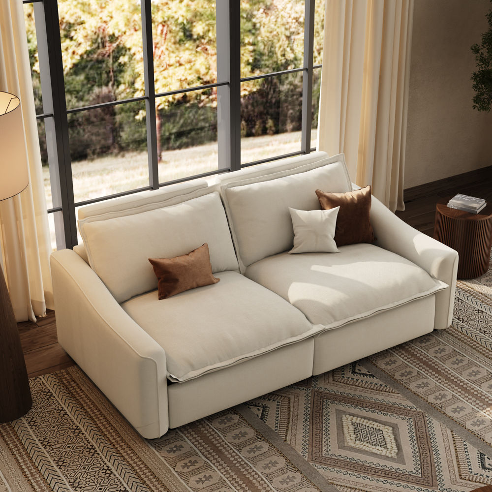 Oversized Beige Fabric Modular Sofas