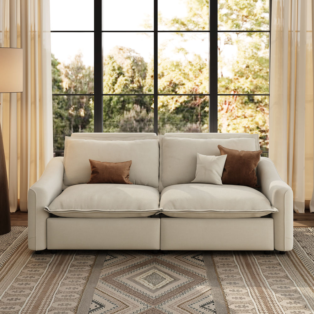 2-3 Seater Beige Fabric Modular Sofas