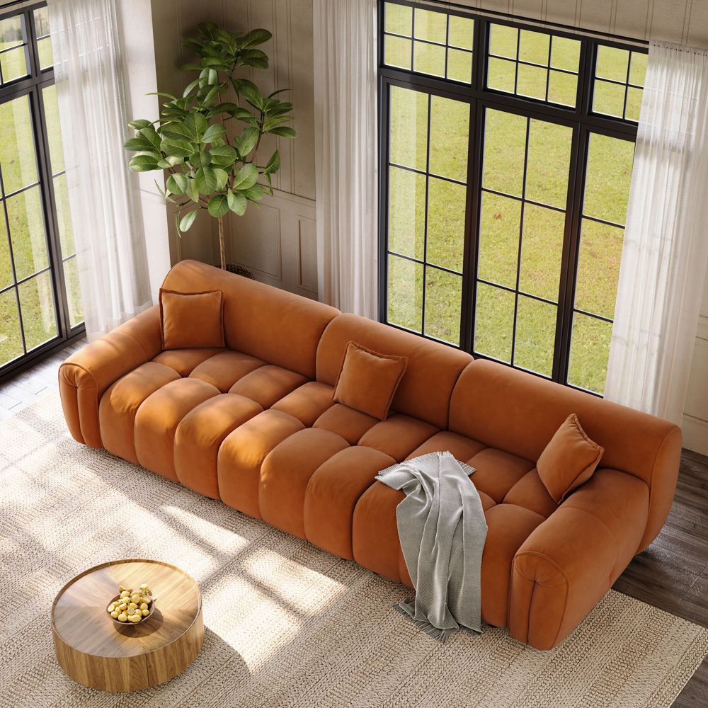 Bedroom Orange Fabric Modular Sofas