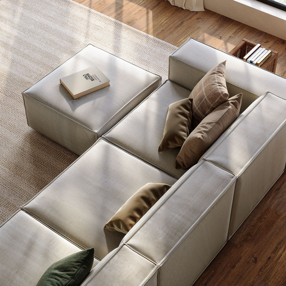 Partial Assembly Required Beige Fabric Modular Sofas