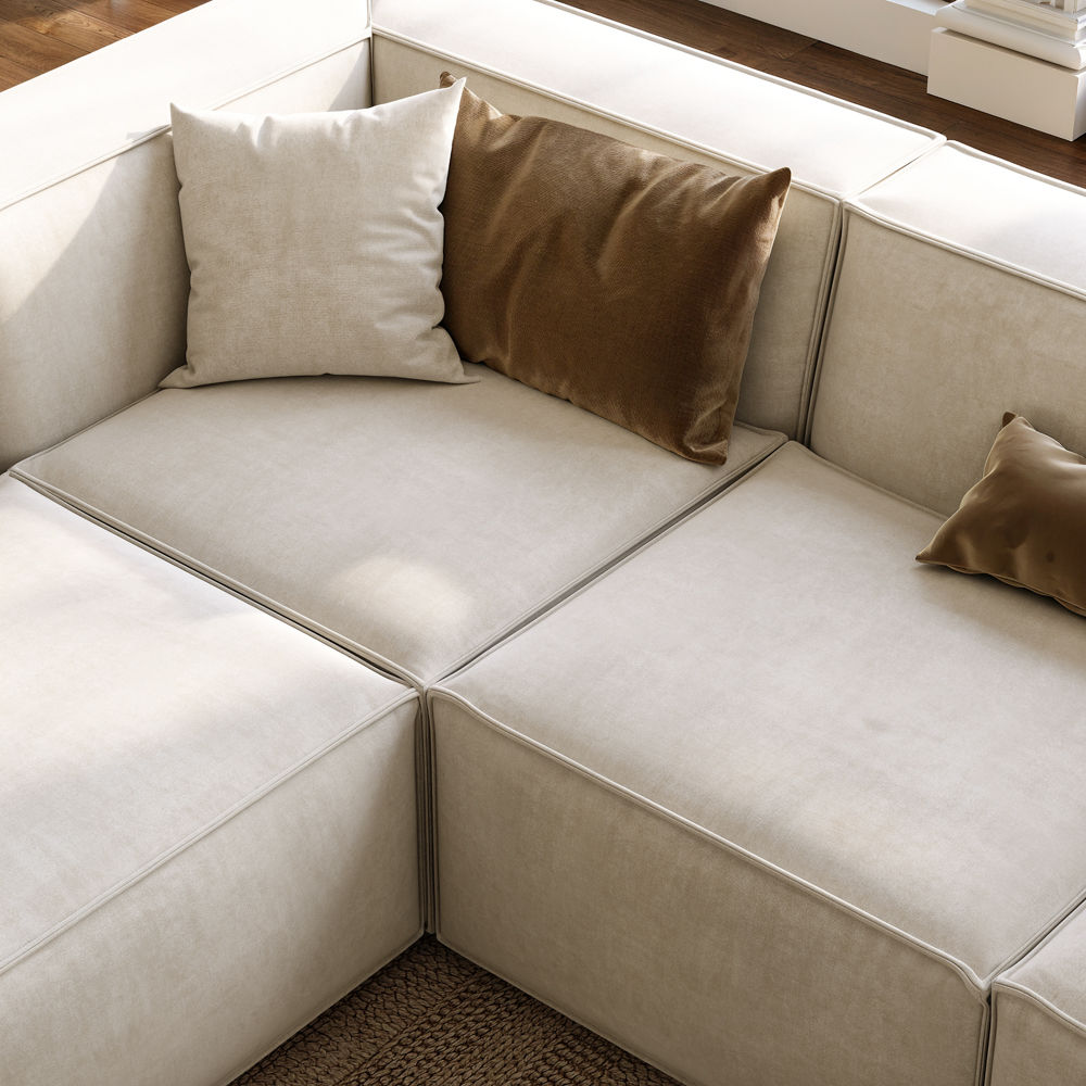 Modular Beige Fabric Modular Sofas