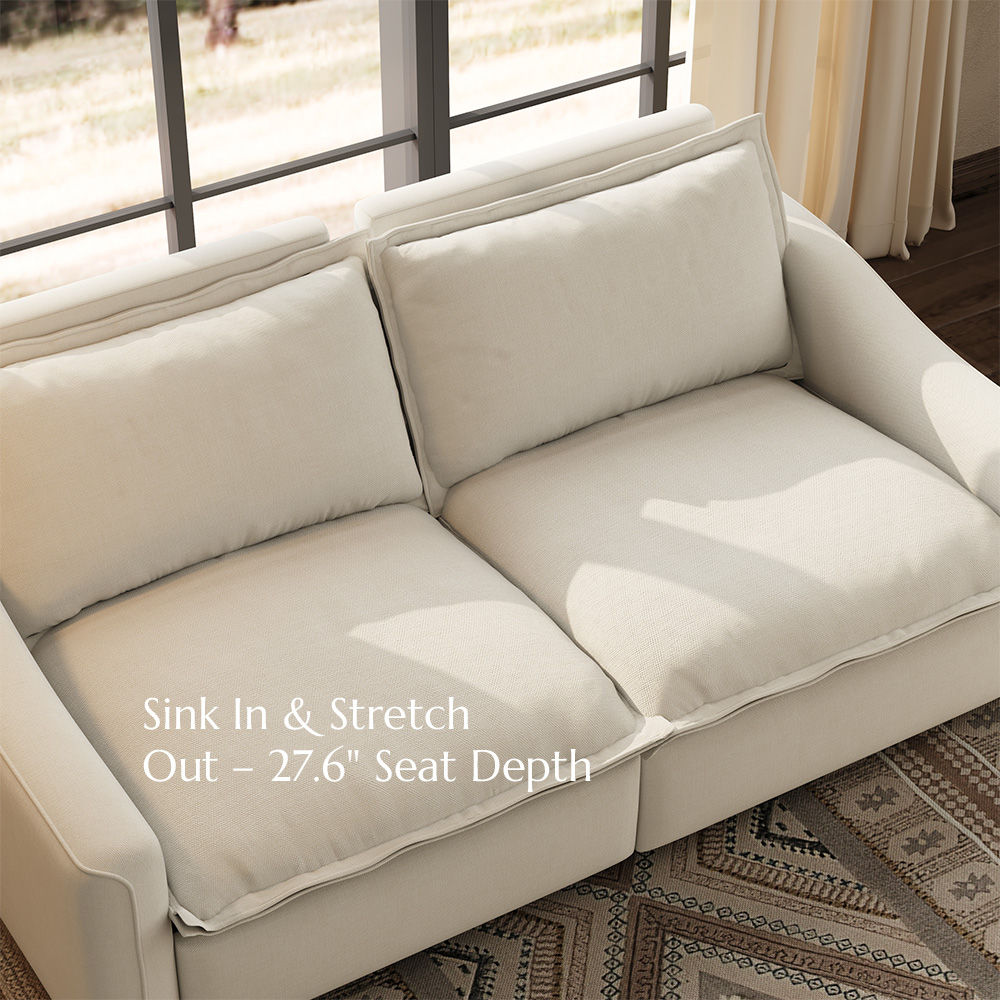 Beige Beige Cotton Linen Modular Sofas