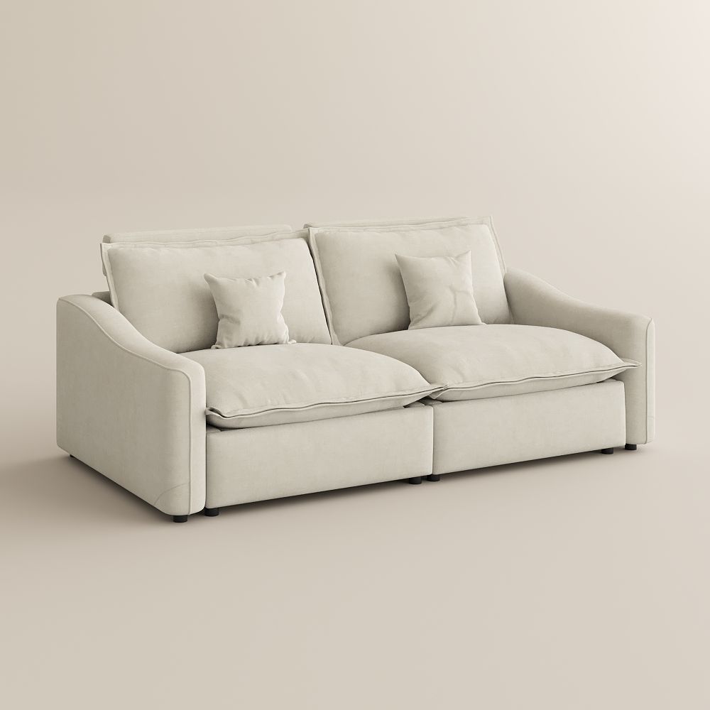 Modern Beige Cotton Linen Modular Sofas