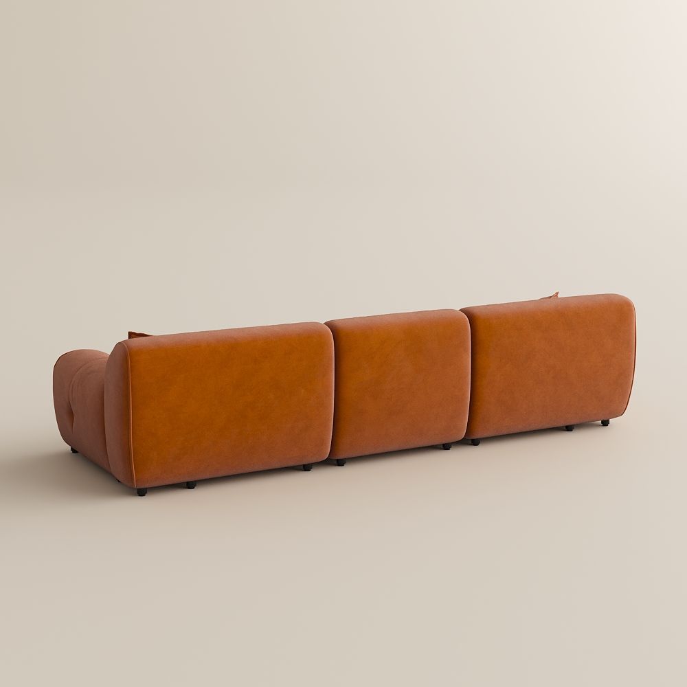 Sponge Orange Fabric Modular Sofas