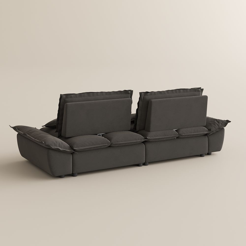 Suede Fabric Gray Suede Fabric Modular Sofas