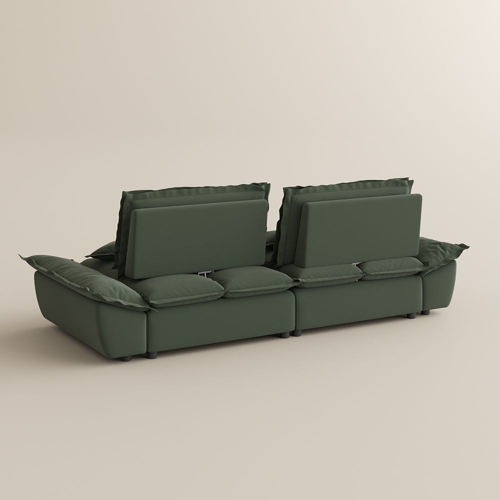 Partial Assembly Required Green Suede Fabric Modular Sofas