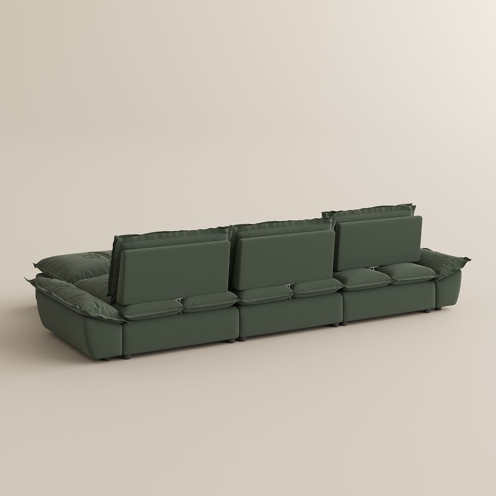 Modular Green Suede Fabric Modular Sofas