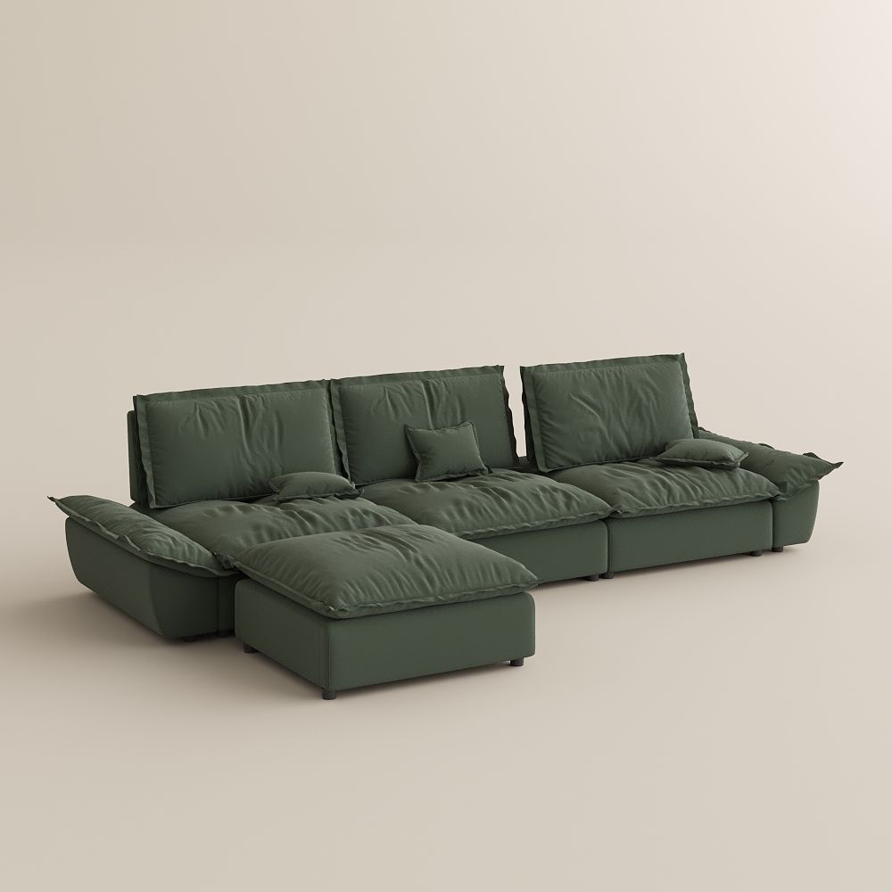 Modern Green Suede Fabric Modular Sofas
