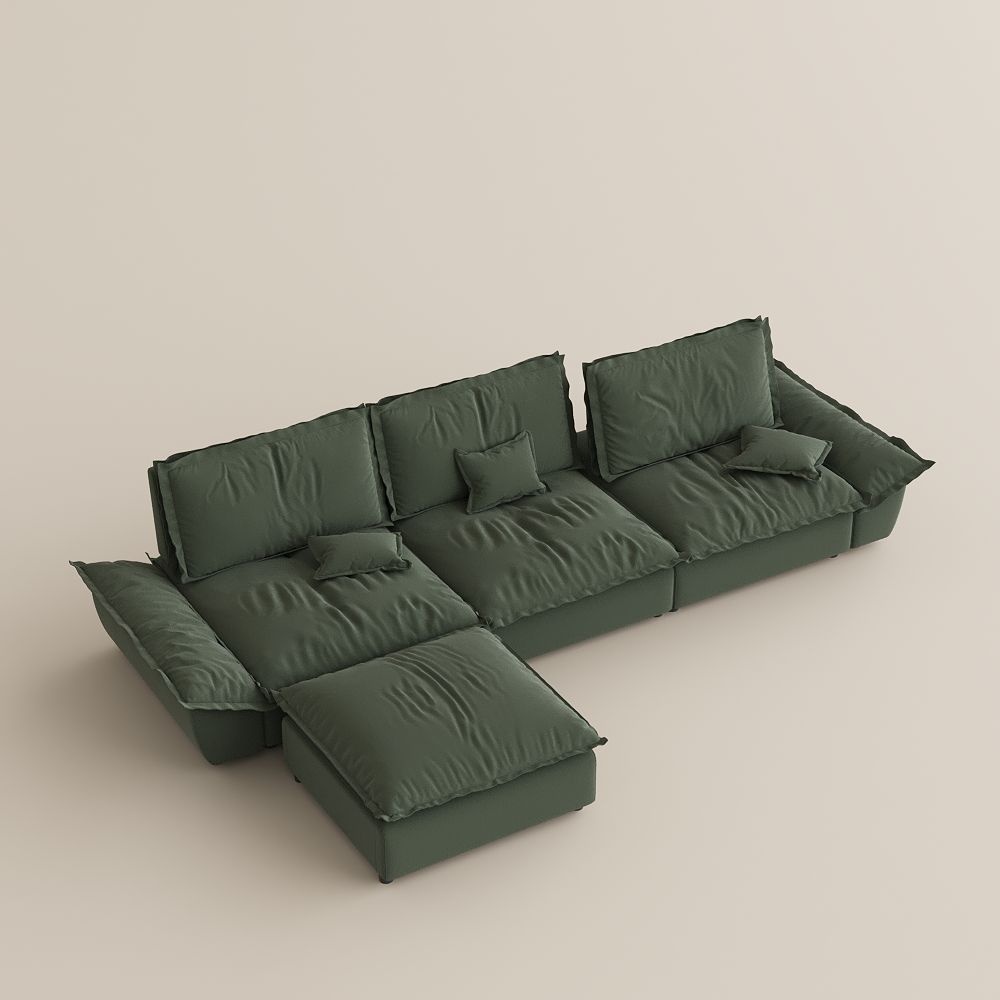 Adjustable Green Suede Fabric Modular Sofas